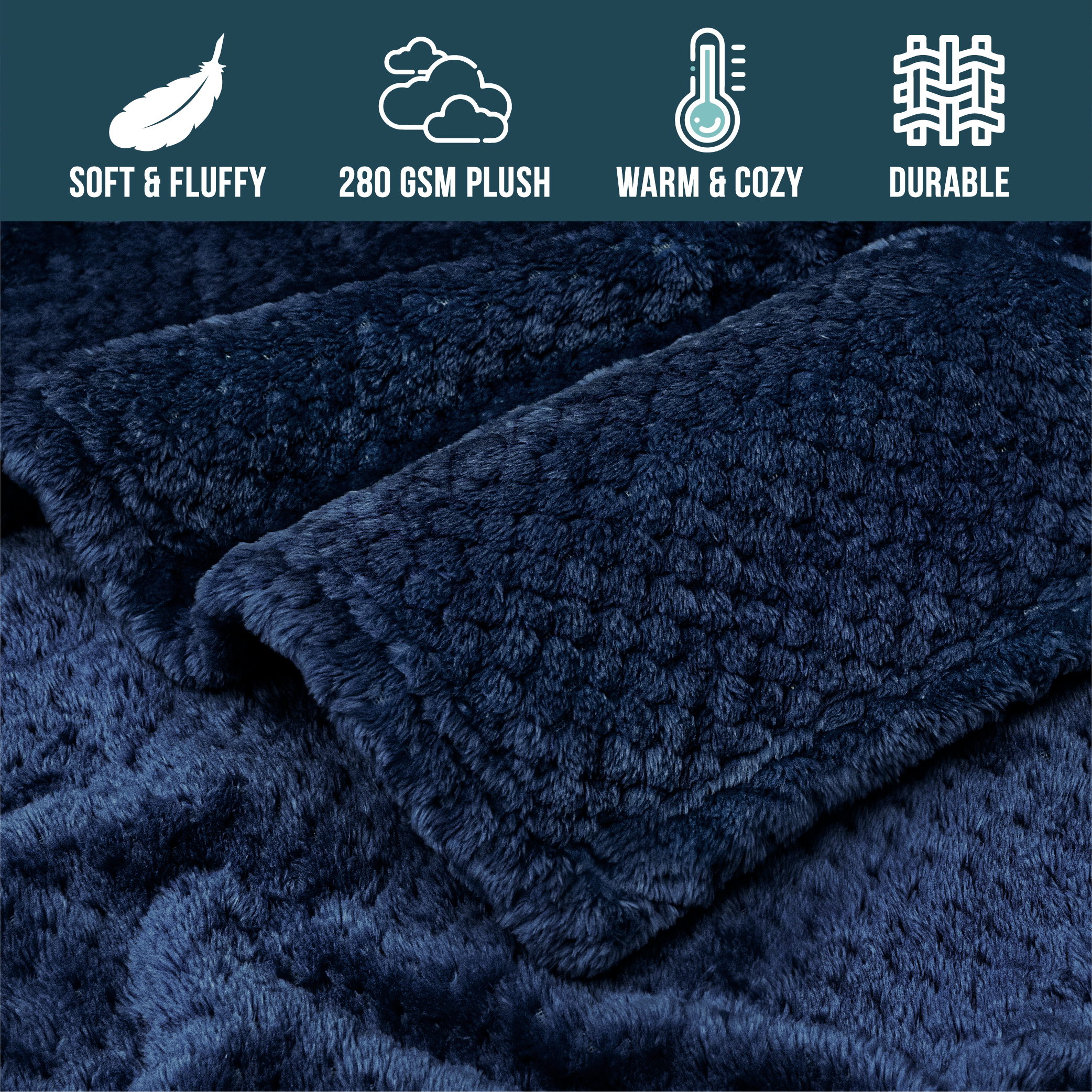 Throw Blanket for Sofa Couch Bed Lightweight Microfiber Polyester Waffle Pattern - Picture 132 of 190