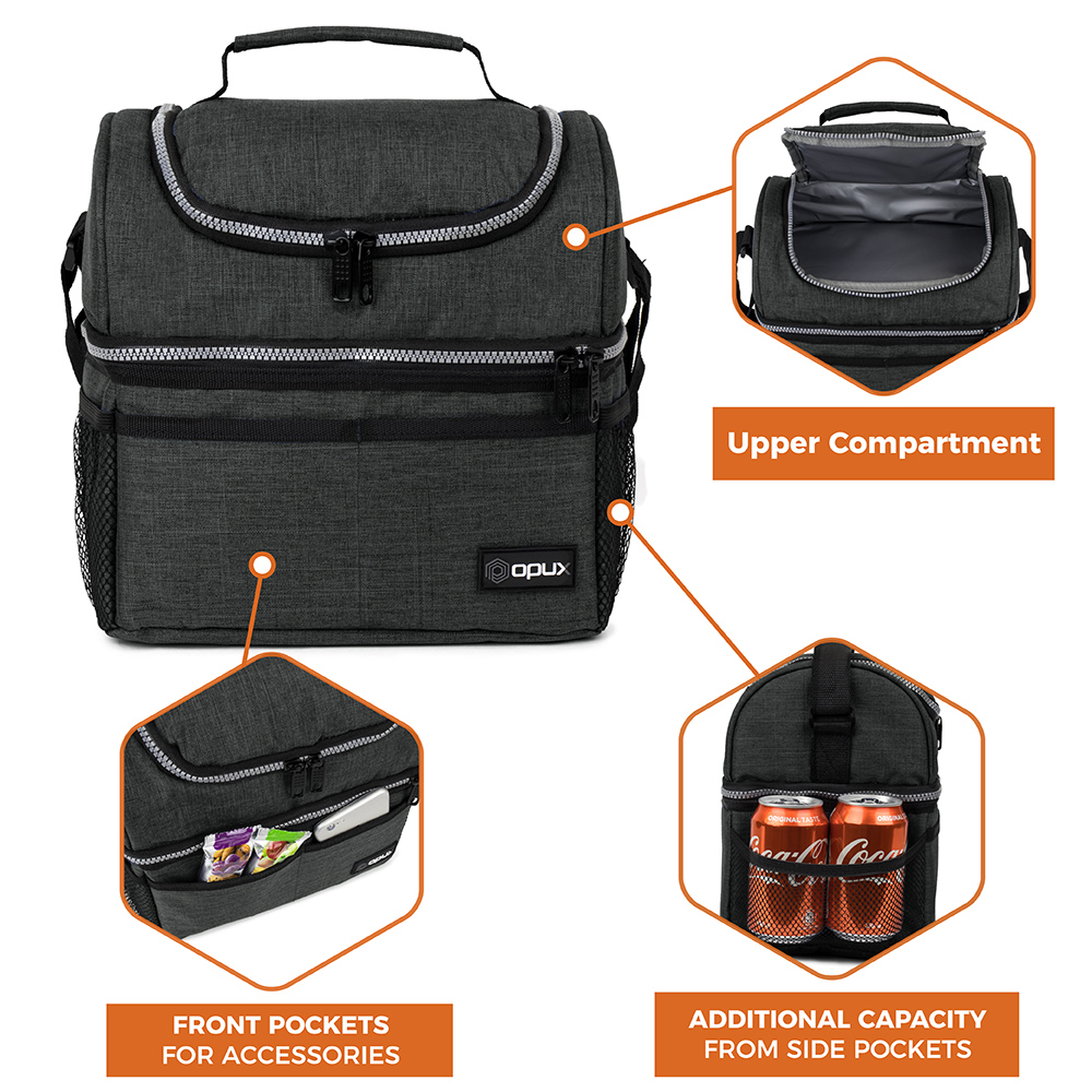Insulated Lunch Bag Box for Women Men Kid Double Deck Cooler Hot Cold Adult Tote - Picture 31 of 81