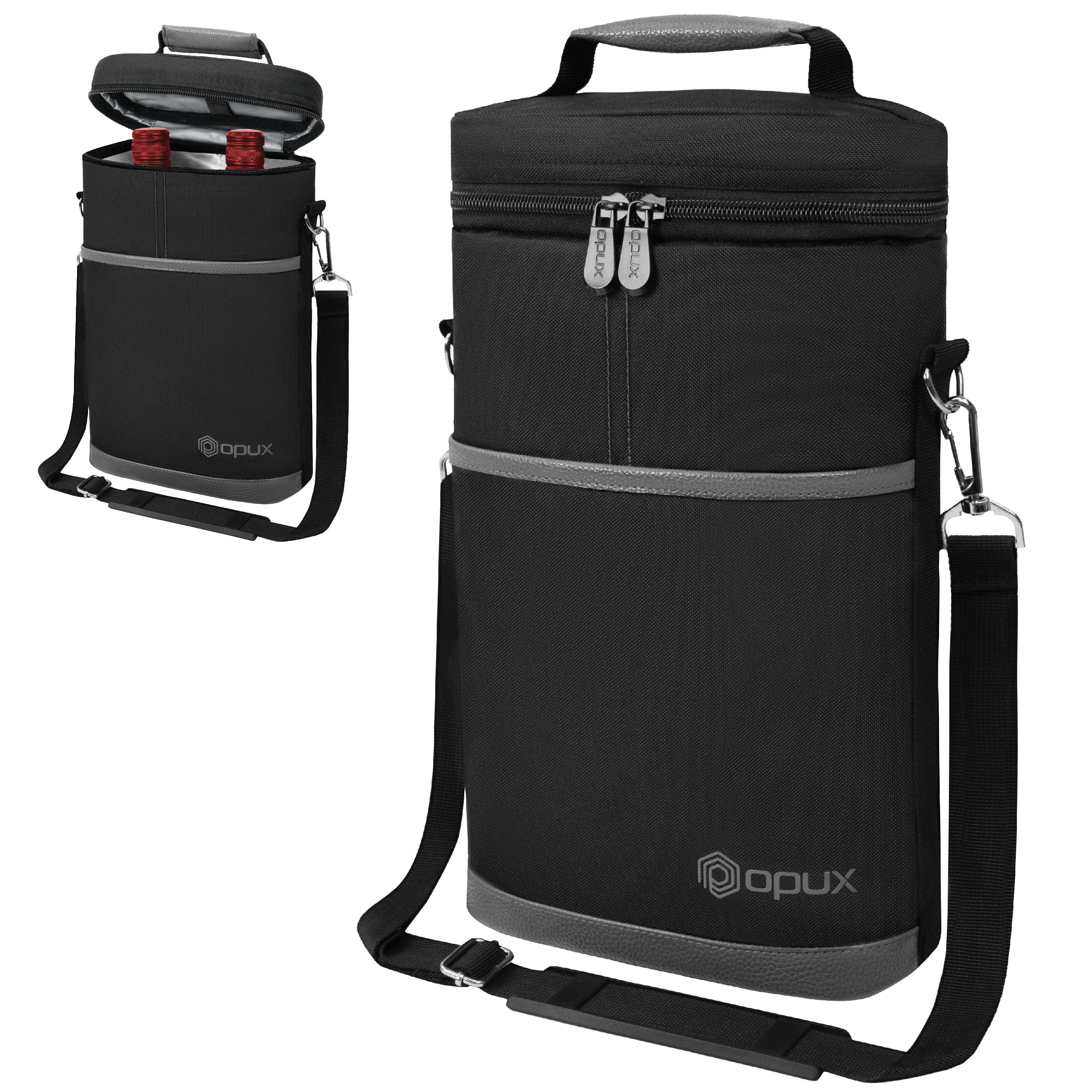 Insulated Wine Carrier Tote Bag Two 2 Bottle Padded Cooler Bag Travel Protection - Picture 42 of 85
