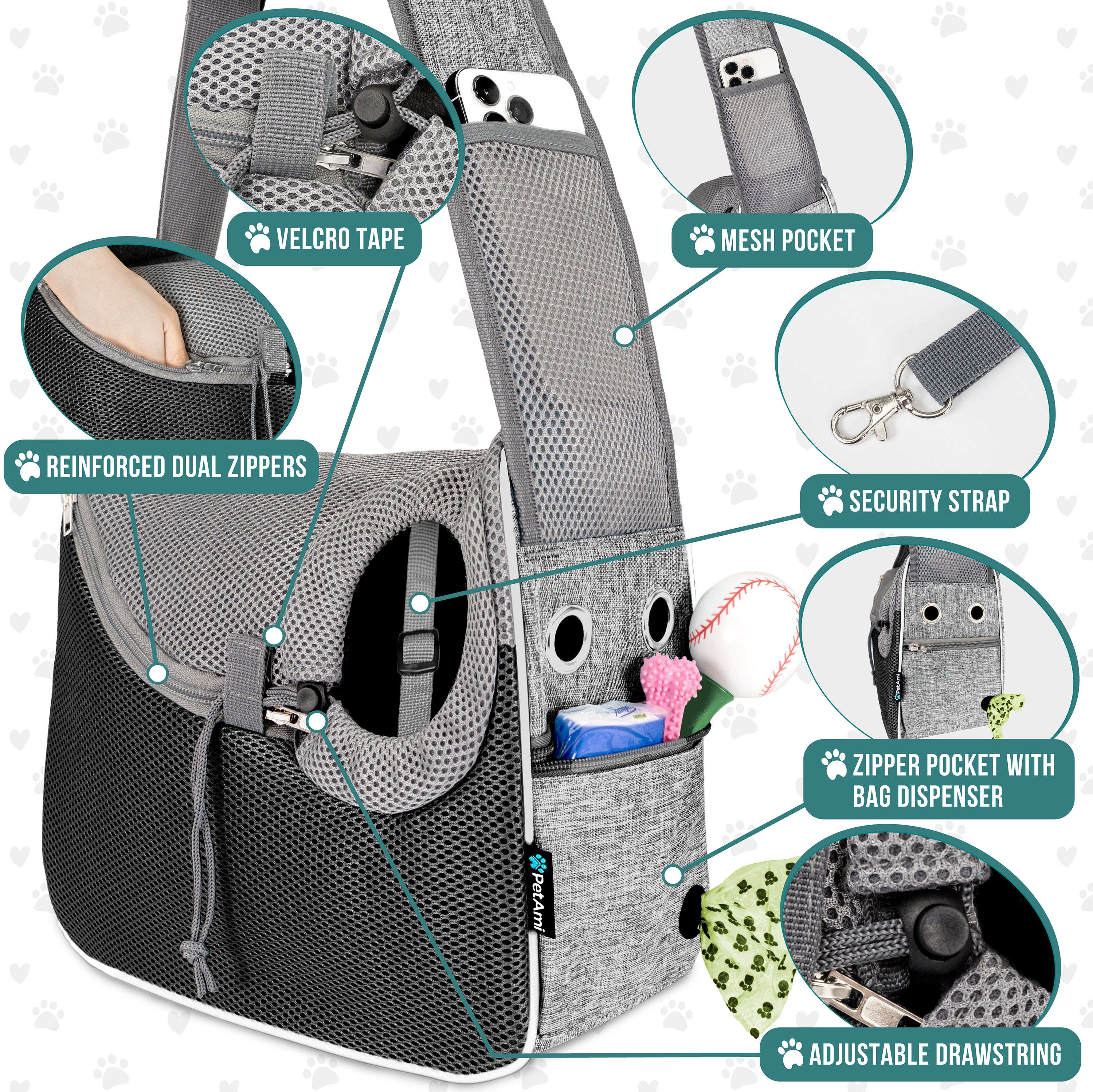 Pet Puppy Dog Mesh Sling Carry Pack Backpack Carrier Travel Tote Shoulder Bag - Picture 11 of 34