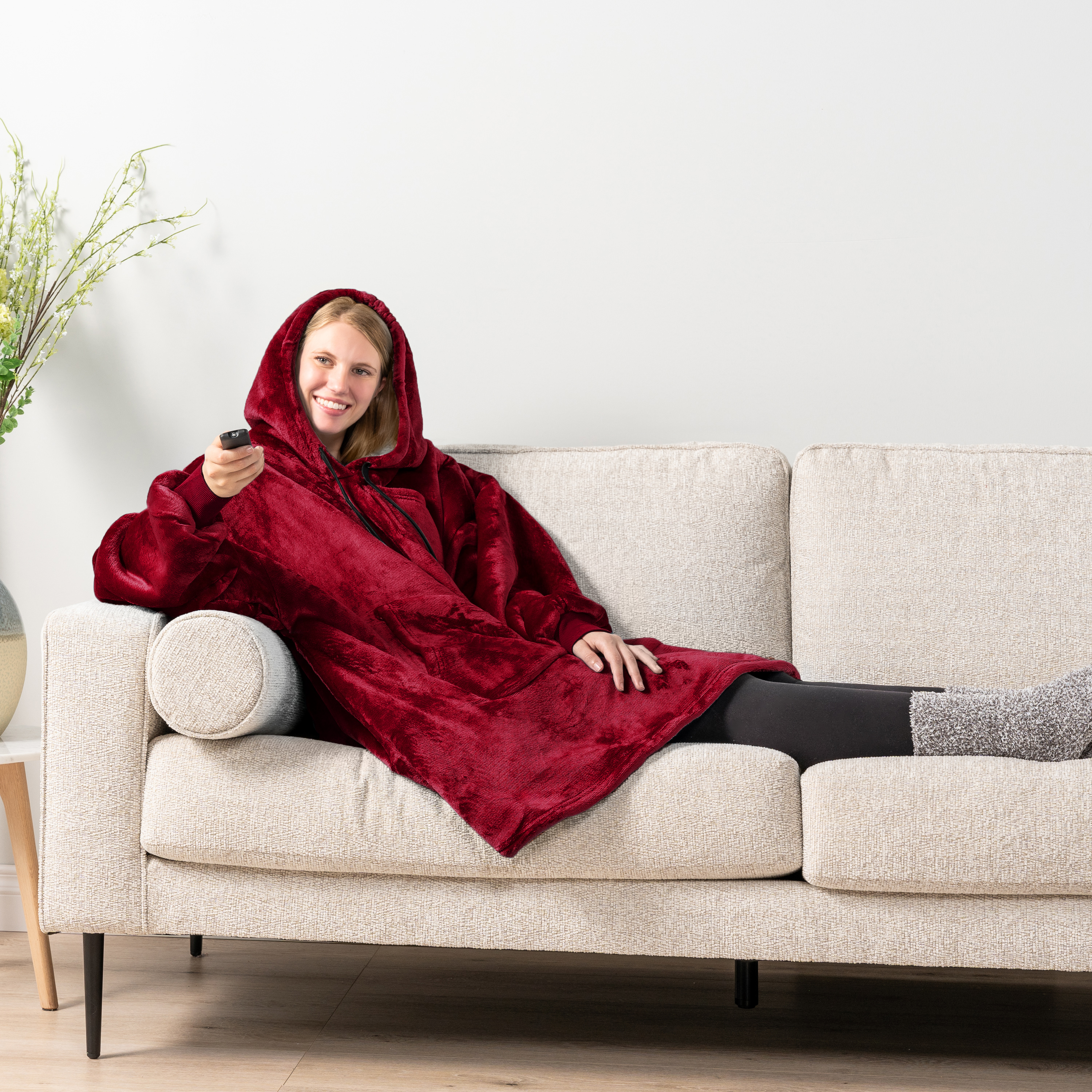 Manta Sudadera Sherpa Forro Felpa Suave Cómoda Vellón Gran Tamaño Sudadera con Capucha Bolsillo - Imagen 114 de 118