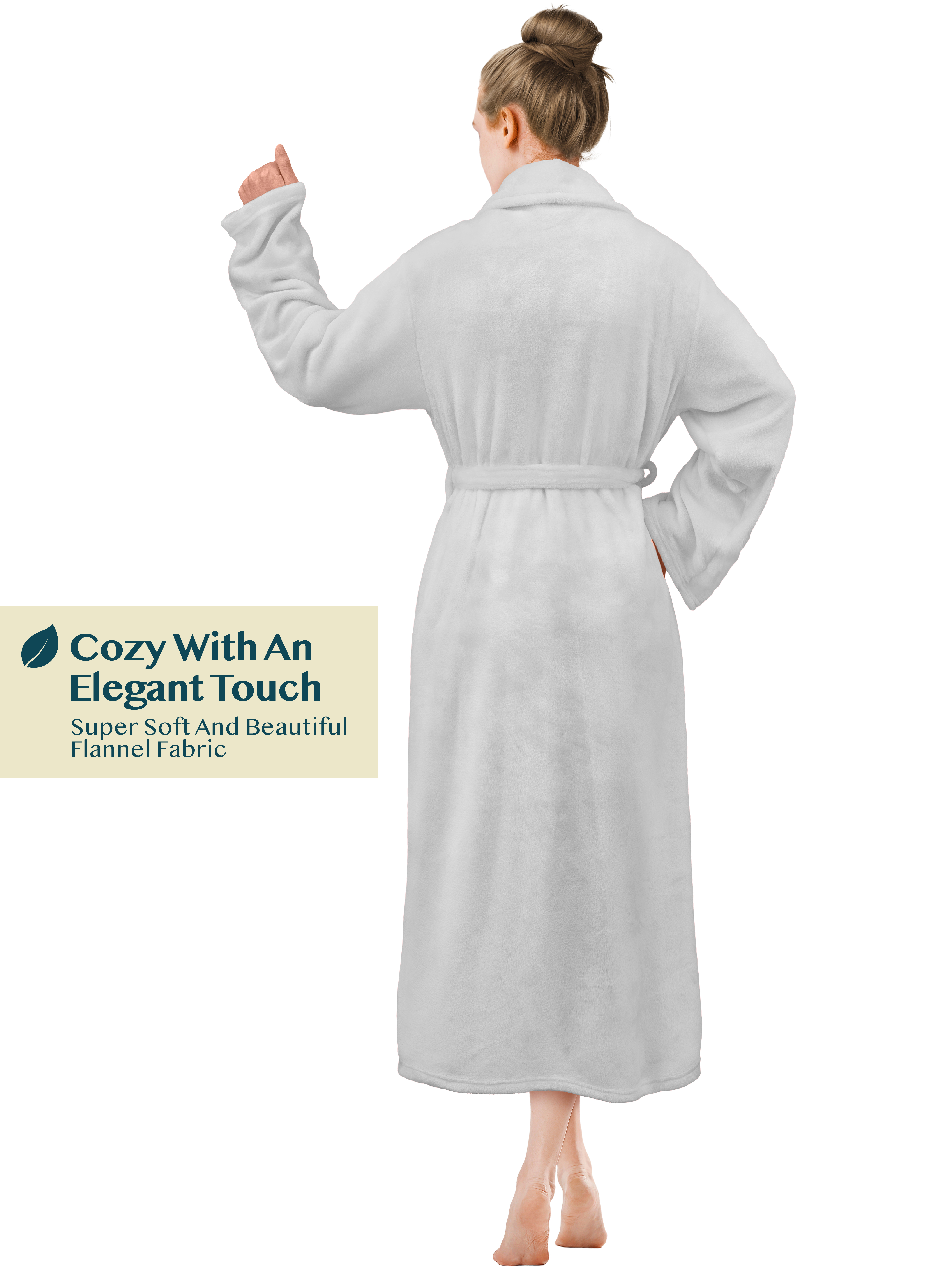 Womens Robe Fleece Bathrobe Long Warm Spa Bath Robe Shower Lightweight Plus Size - Picture 17 of 50