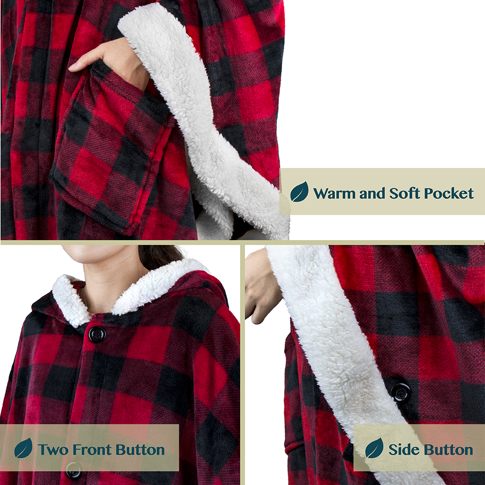 Manta portátil con capucha Angel Wrap para mujer acogedora poncho envolvente capucha tiro para adulto - Imagen 40 de 184