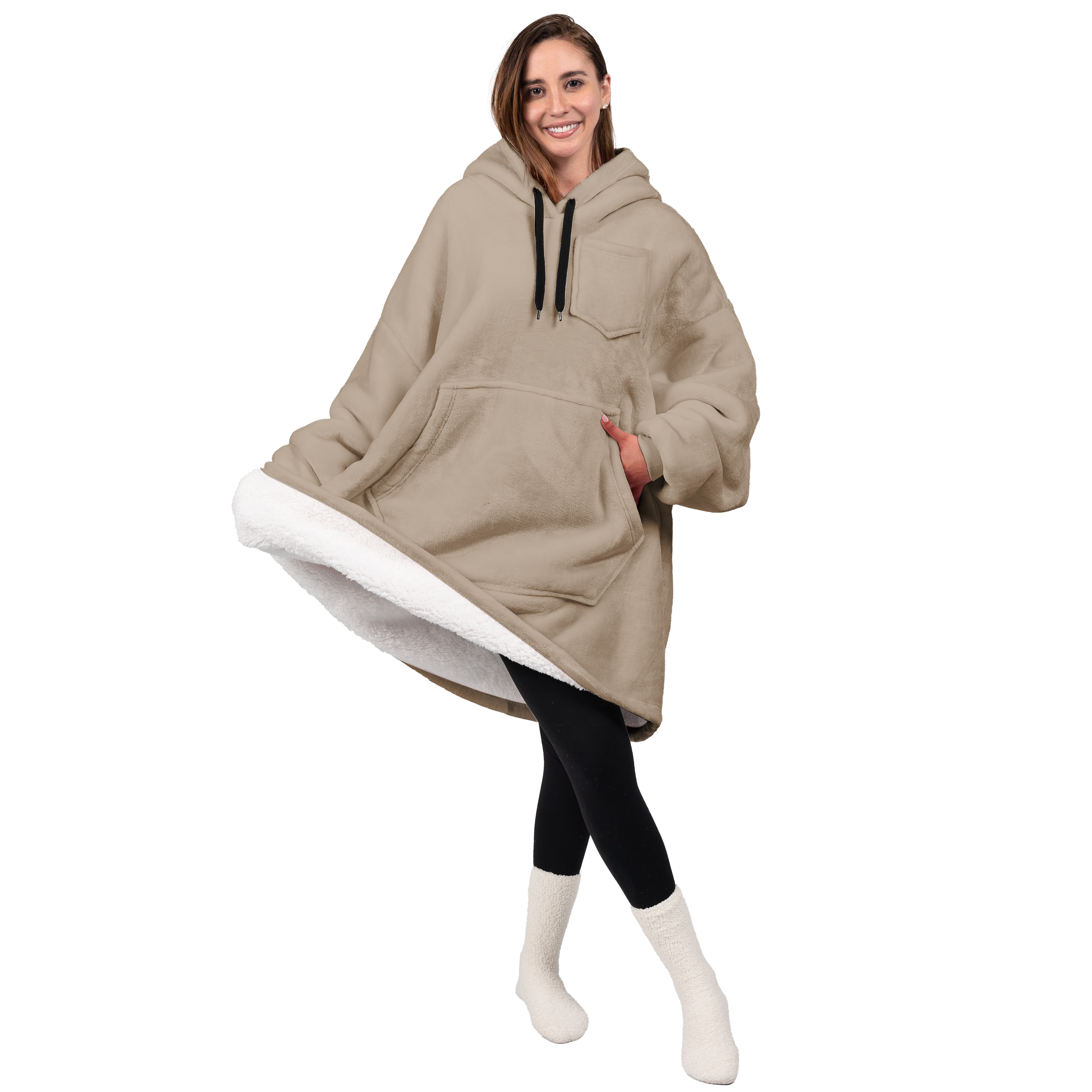 Blanket Sweatshirt Sherpa Plush Soft Comfy Fleece Oversized Hoodie Pocket Gift - Picture 94 of 117