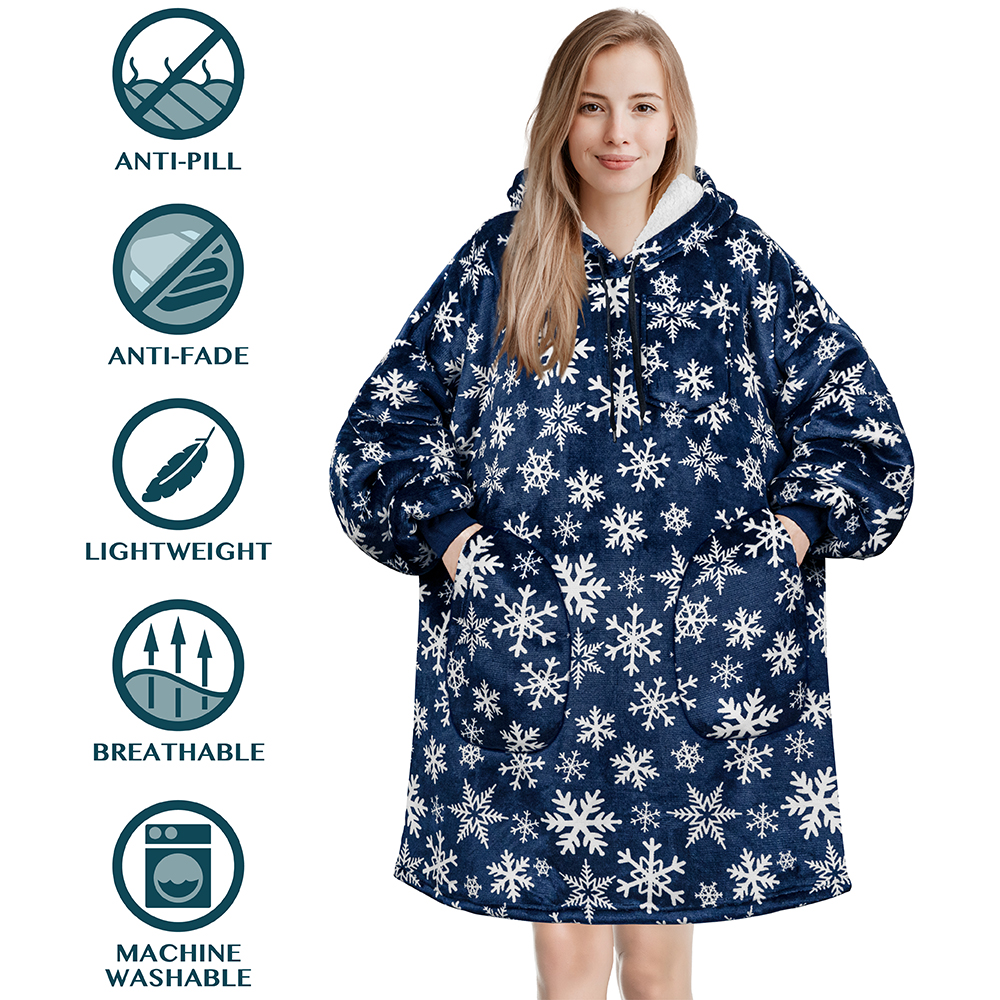 Manta Sudadera Sherpa Forro Felpa Suave Cómoda Vellón Gran Tamaño Sudadera con Capucha Bolsillo - Imagen 19 de 118