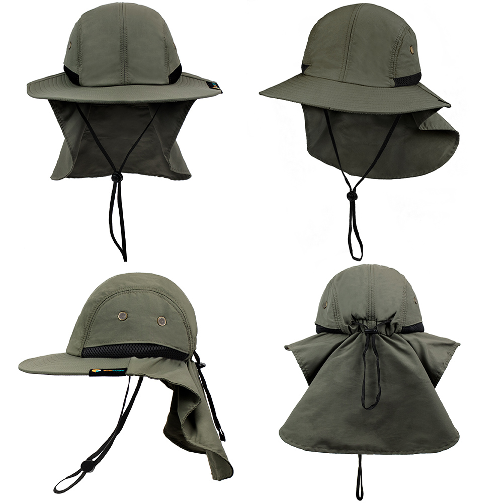 Outdoor Camping Fishing Jungle Snap Brim Neck UV Sun Protection Flap Cap Hat 