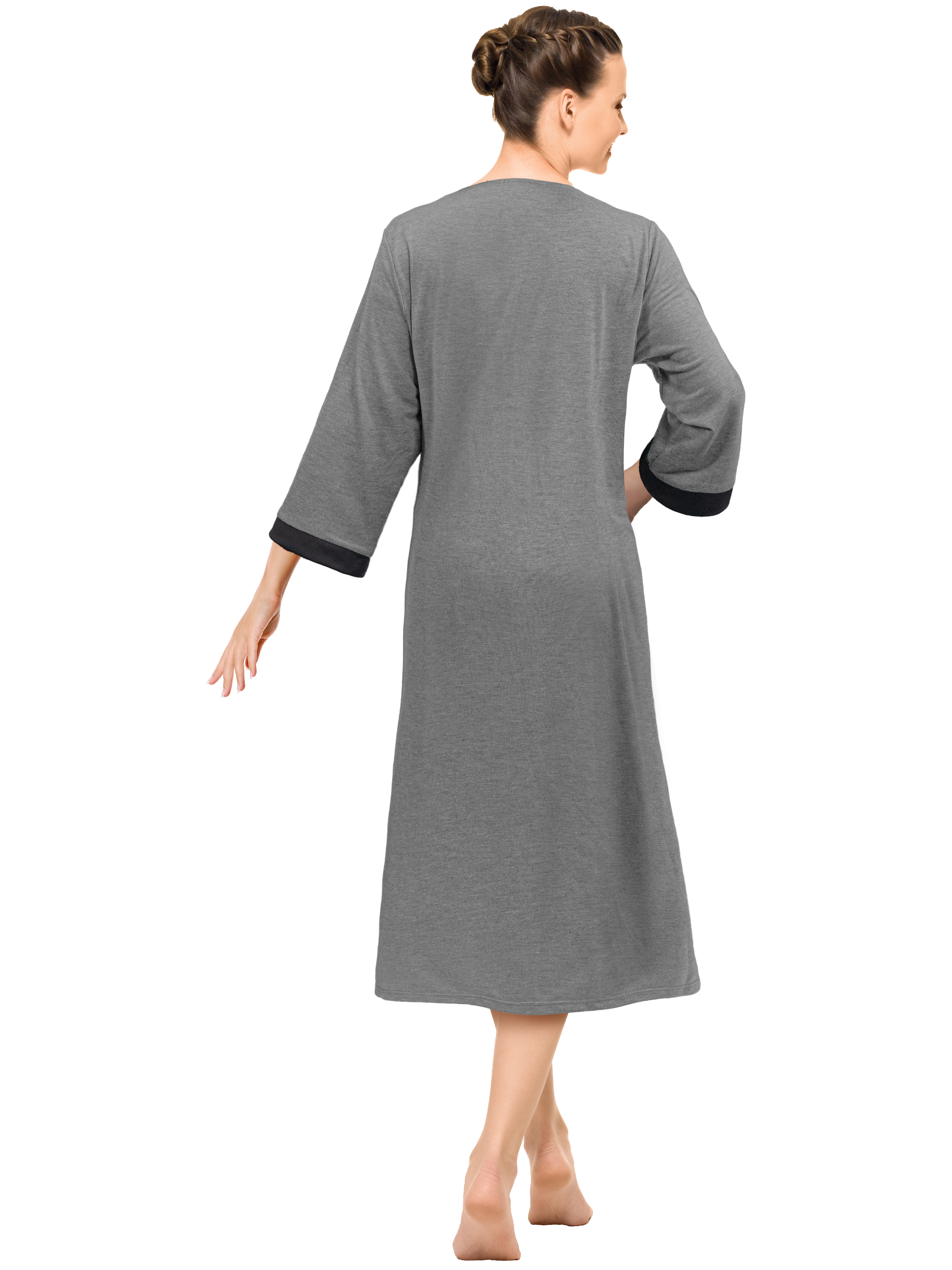 Mujeres Cremallera Abrigo Tumbona Cremallera Damas Bata Ligero Casa Abrigo Vestido - Imagen 11 de 40