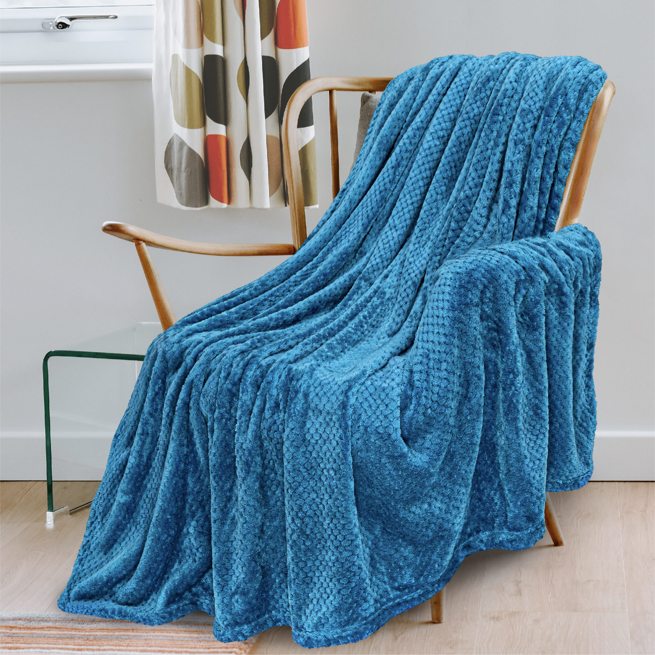 Throw Blanket for Sofa Couch Bed Lightweight Microfiber Polyester Waffle Pattern - Picture 174 of 190