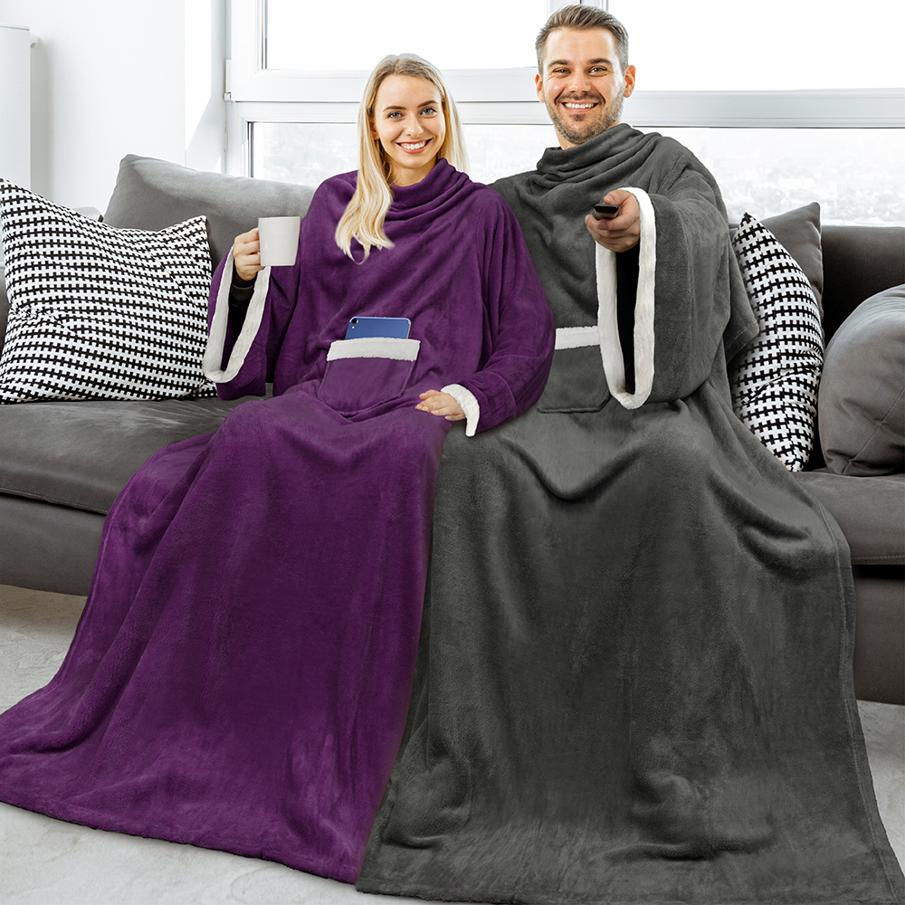 Manta Usable con Mangas Bolsillo Vellón Cálida TV Salón Manta Regalo Adultos - Imagen 18 de 117