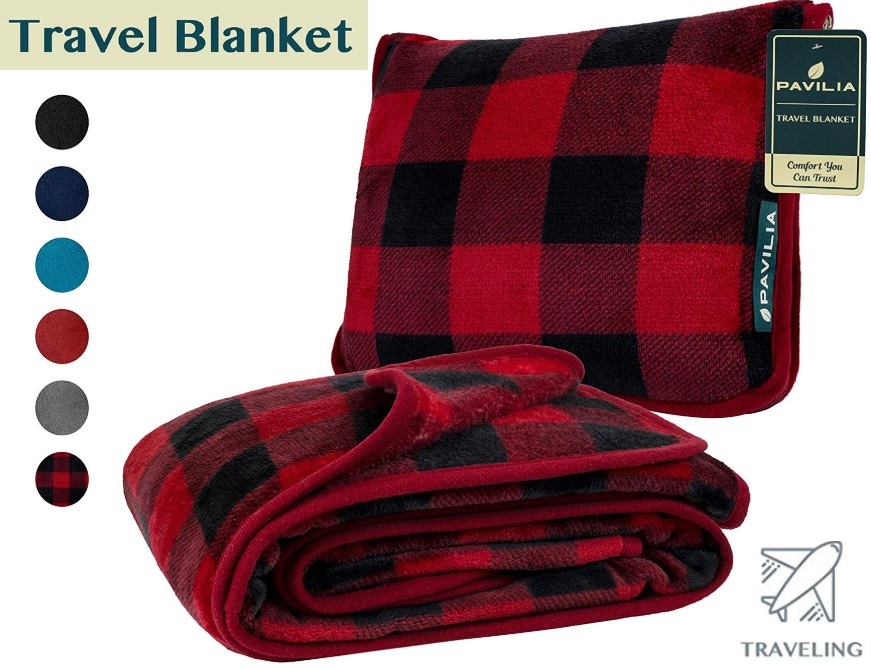 Pillow Strap  Camping Pillowcase Small in Red Plaid