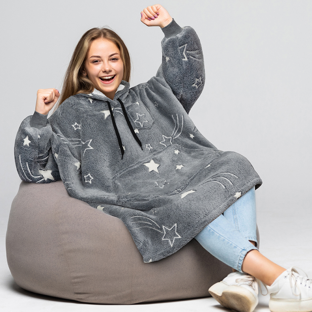 Blanket Sweatshirt Sherpa Lining Comfy Fleece Oversized Hoodie for Kids Teens JR - Picture 21 of 71