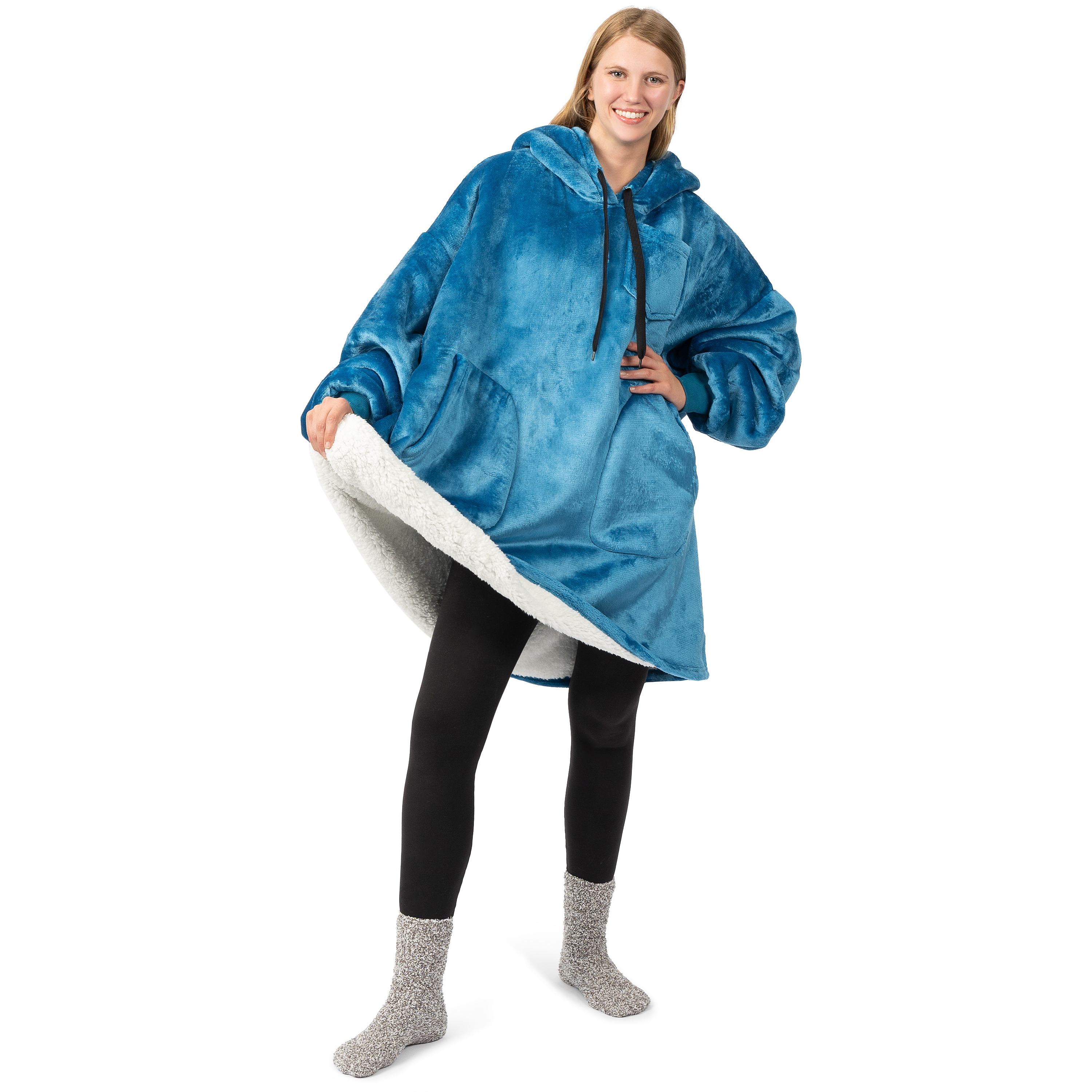Manta Sudadera Sherpa Forro Felpa Suave Cómoda Vellón Gran Tamaño Sudadera con Capucha Bolsillo - Imagen 102 de 118