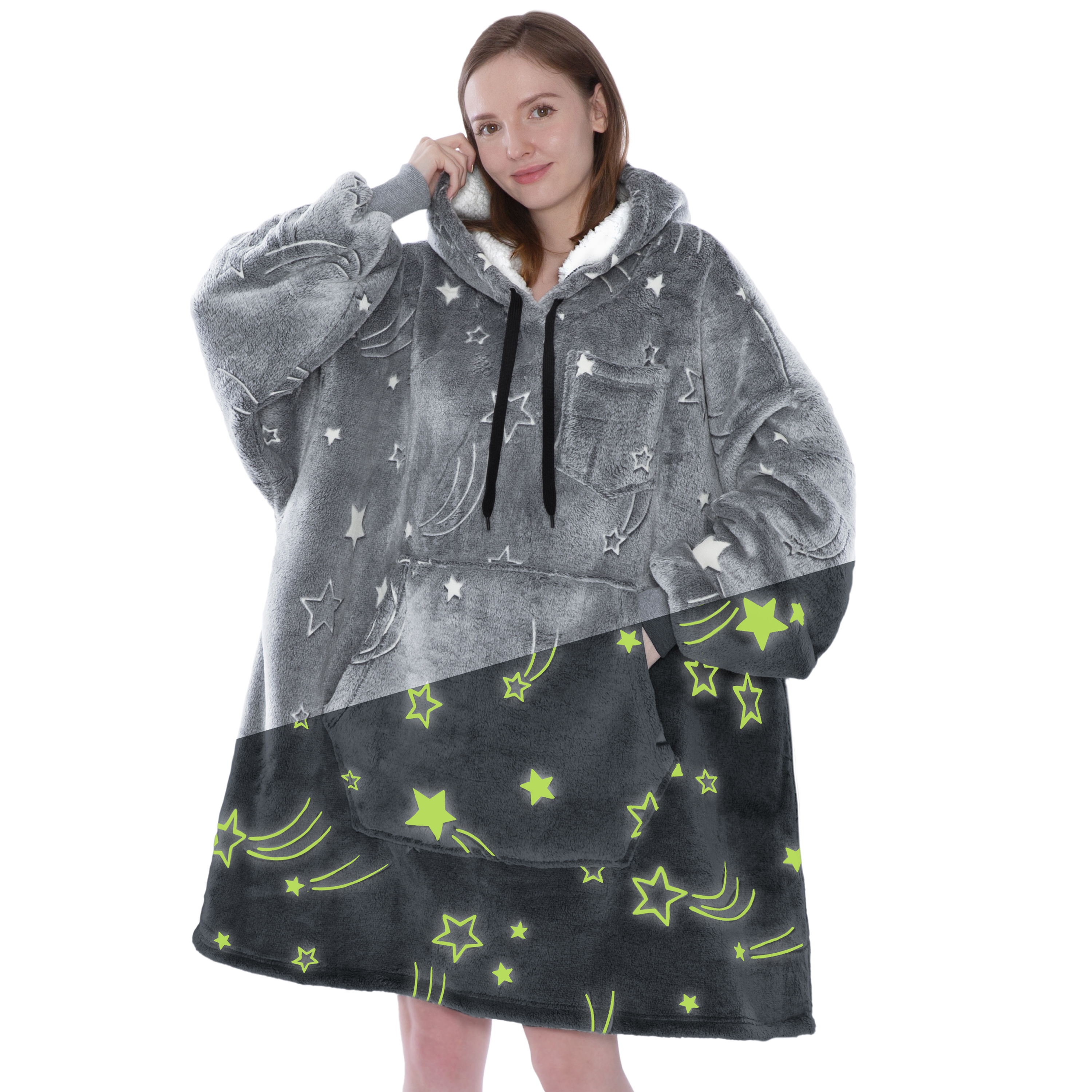Blanket Sweatshirt Sherpa Plush Soft Comfy Fleece Oversized Hoodie Pocket Gift - Picture 43 of 117