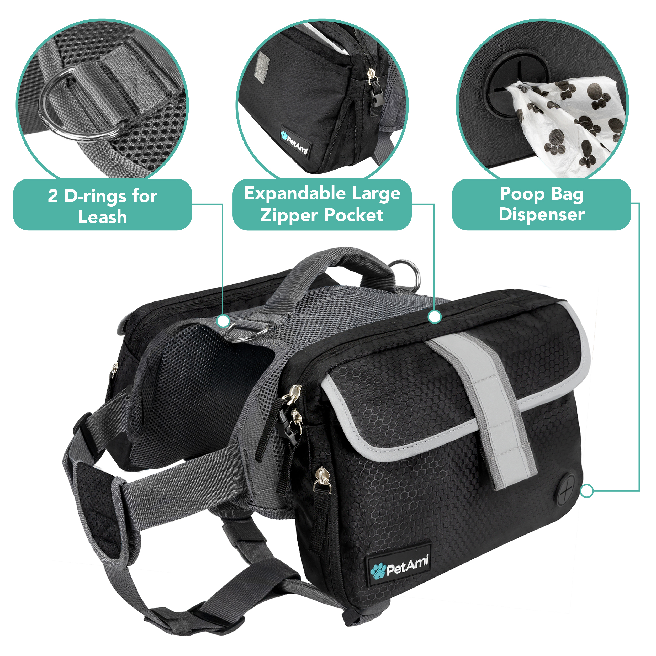 Dog Harness Backpack for Medium Large Dogs Hiking Pet Backpack Saddle Bag Pack