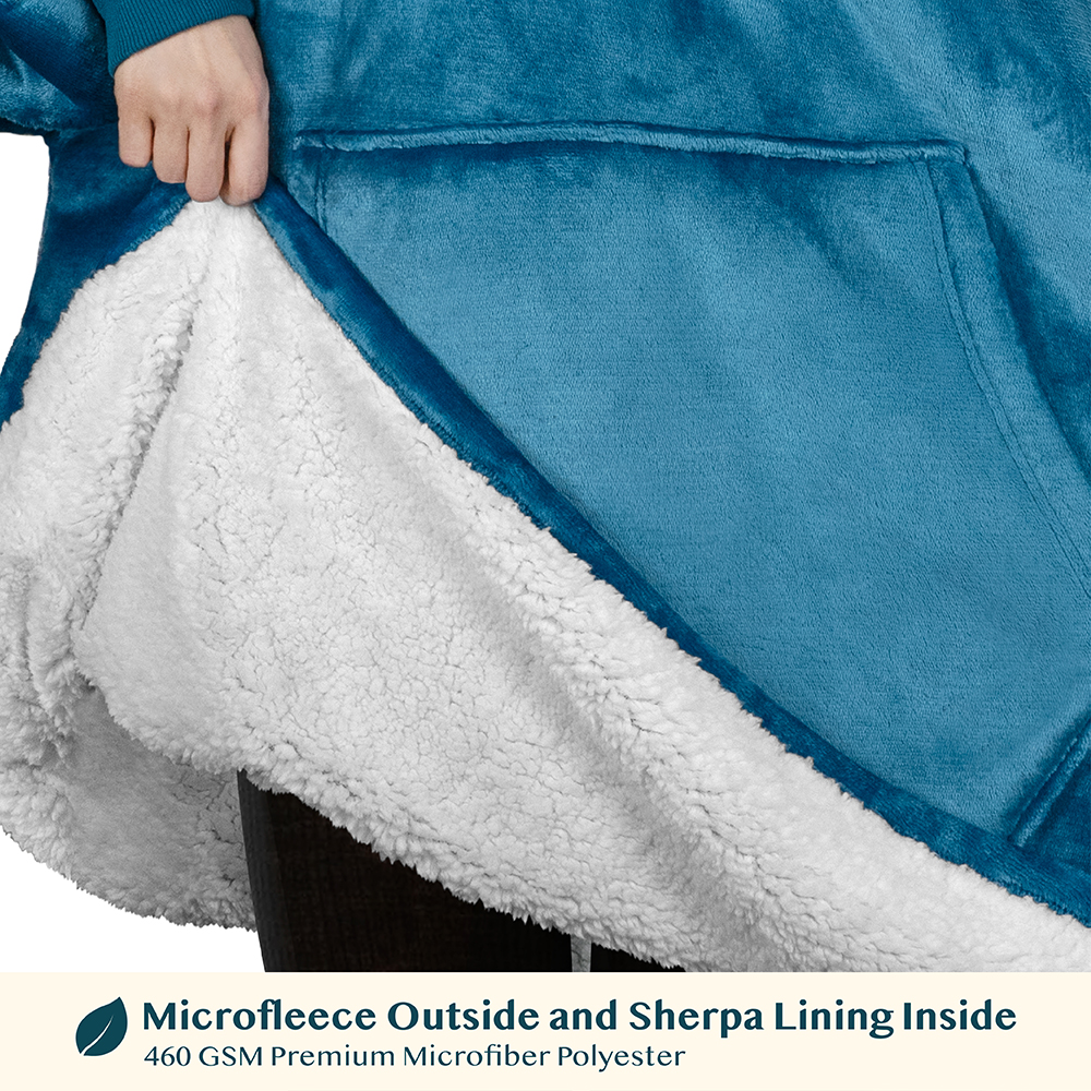 Blanket Sweatshirt Sherpa Lining Plush Soft Comfy Fleece Oversized Hoodie Pocket - Picture 88 of 101