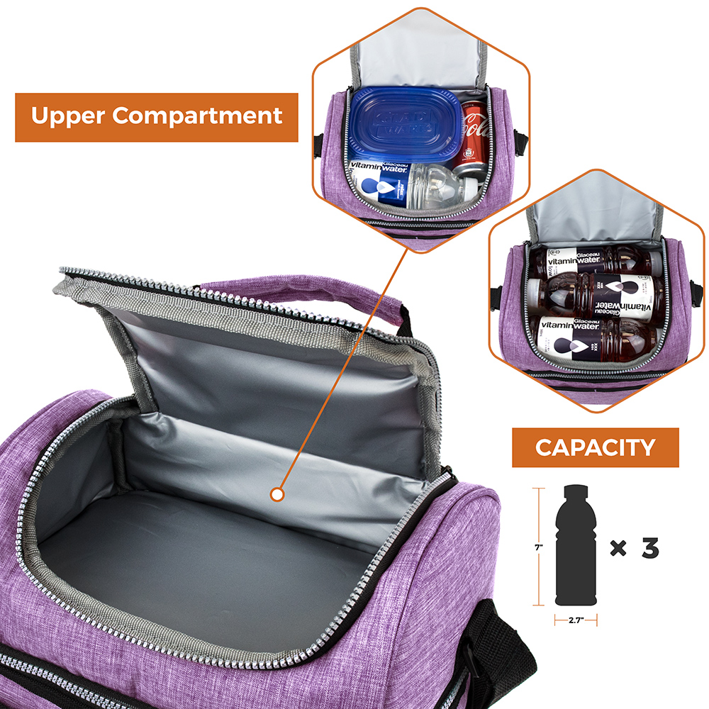 Double Deck Lunch Bag Dual Compartment for Women Men Work Office ...