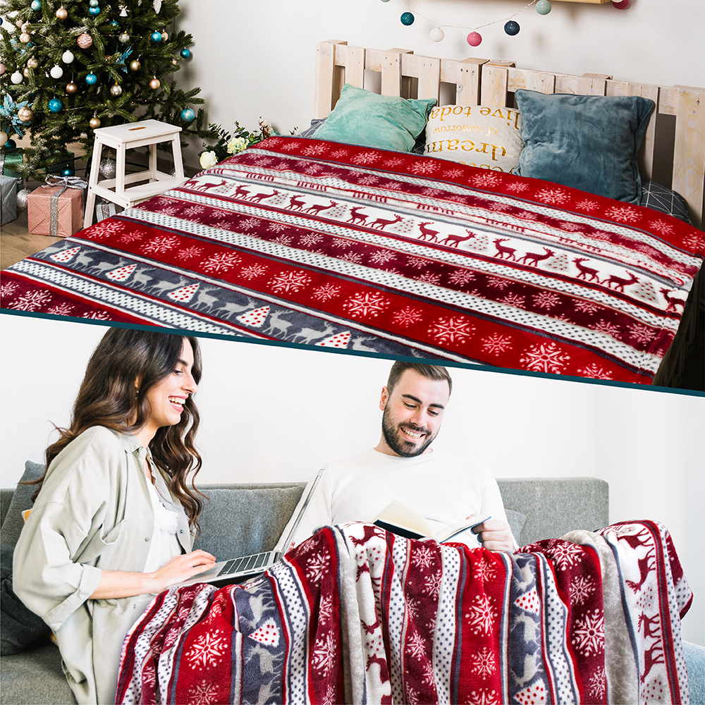 Merry Christmas Throw Blanket Holiday Pattern Decor Soft Fleece Sofa Couch Gift - Picture 43 of 110