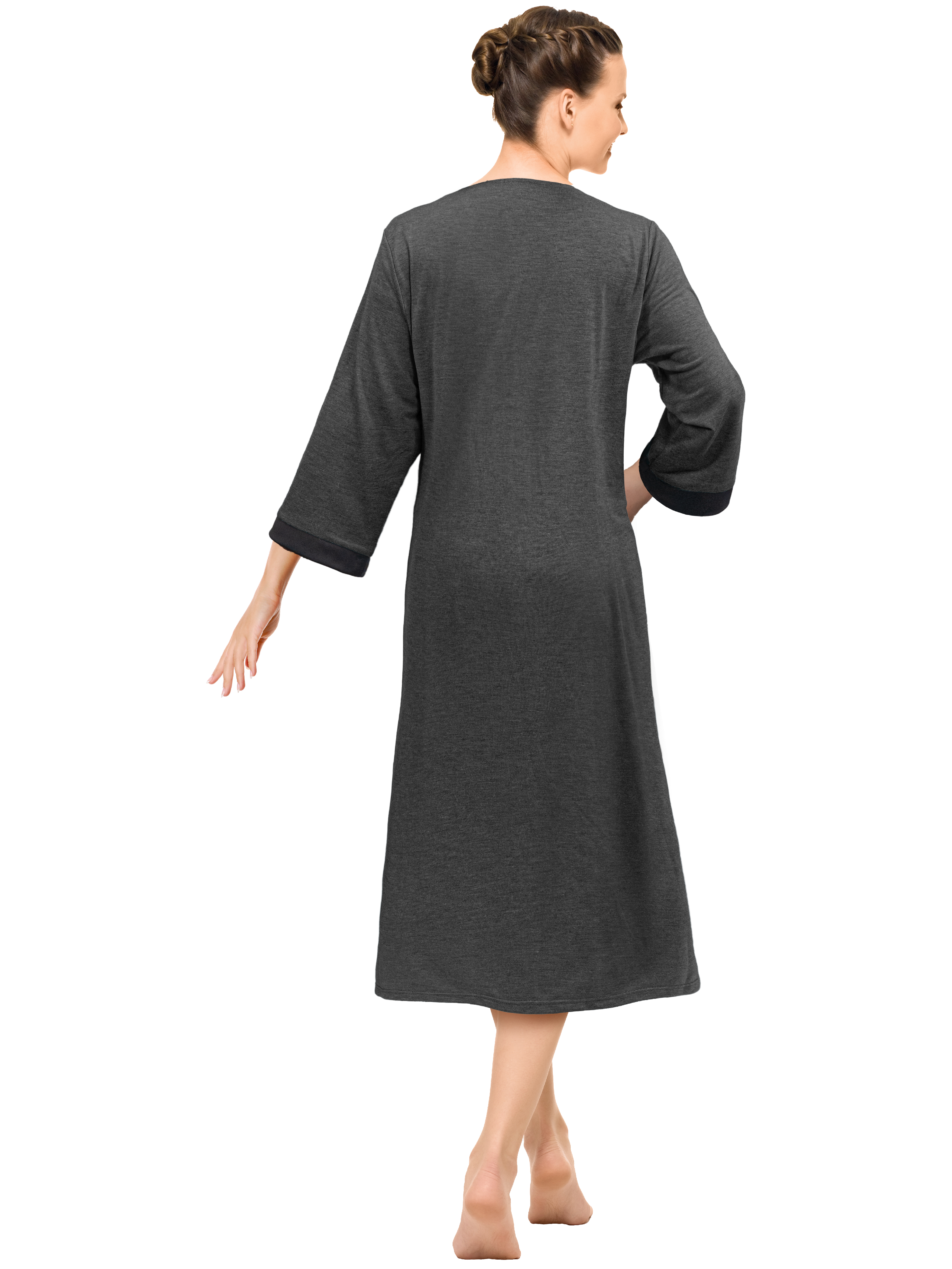 Mujeres Cremallera Abrigo Tumbona Cremallera Damas Bata Ligero Casa Abrigo Vestido - Imagen 3 de 40