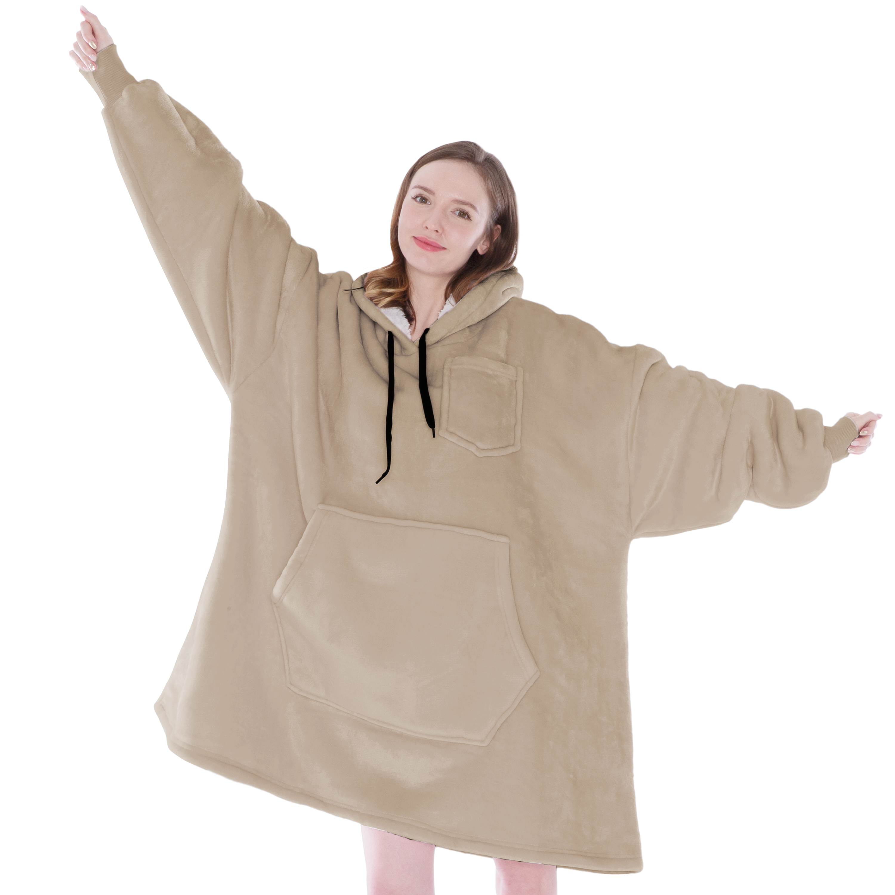 Blanket Sweatshirt Sherpa Plush Soft Comfy Fleece Oversized Hoodie Pocket Gift - Picture 98 of 117