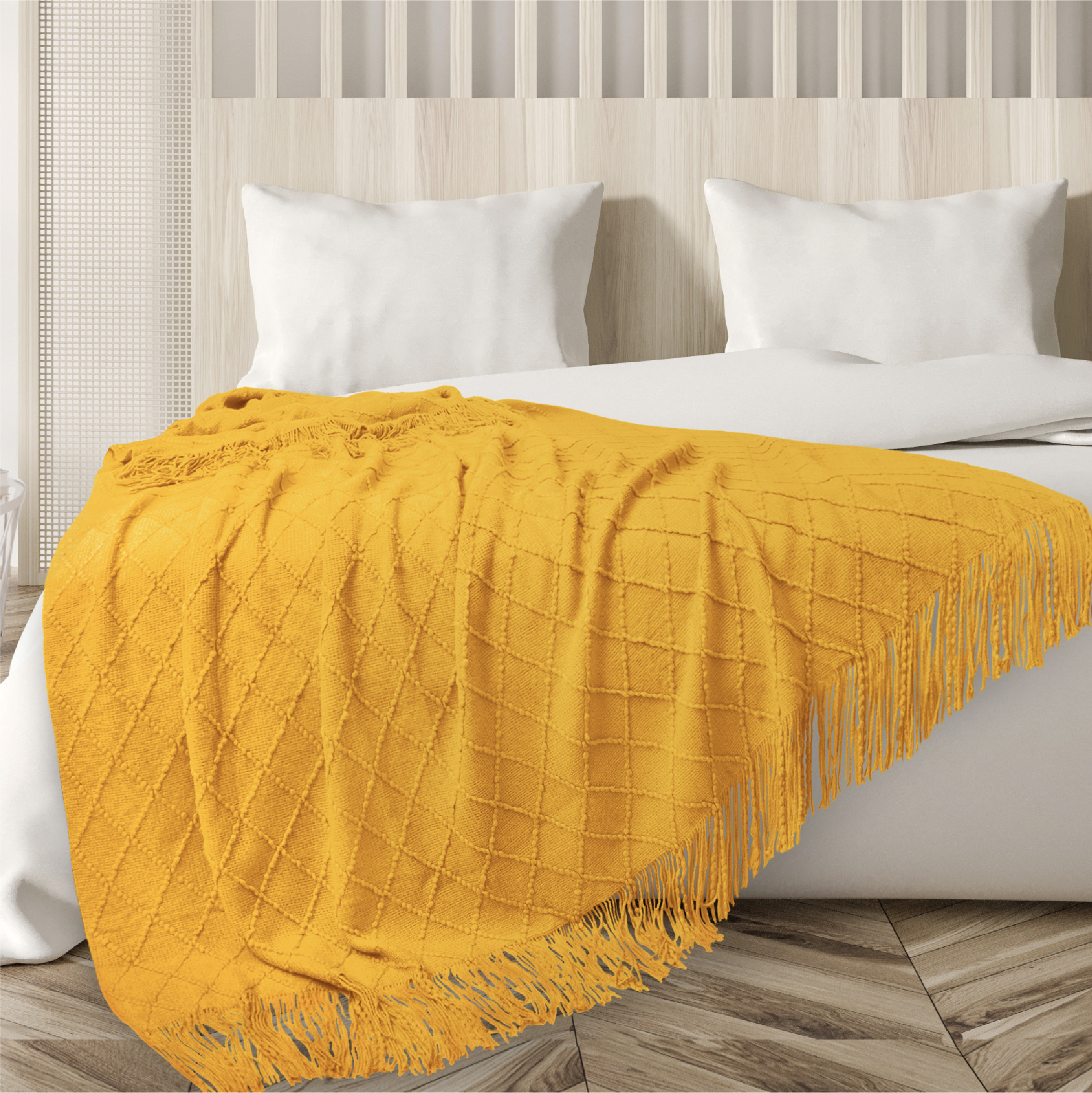 Decorative Fringe Throw Blanket for Couch Bed Sofa Soft Texture Knitted Blanket - Picture 26 of 64
