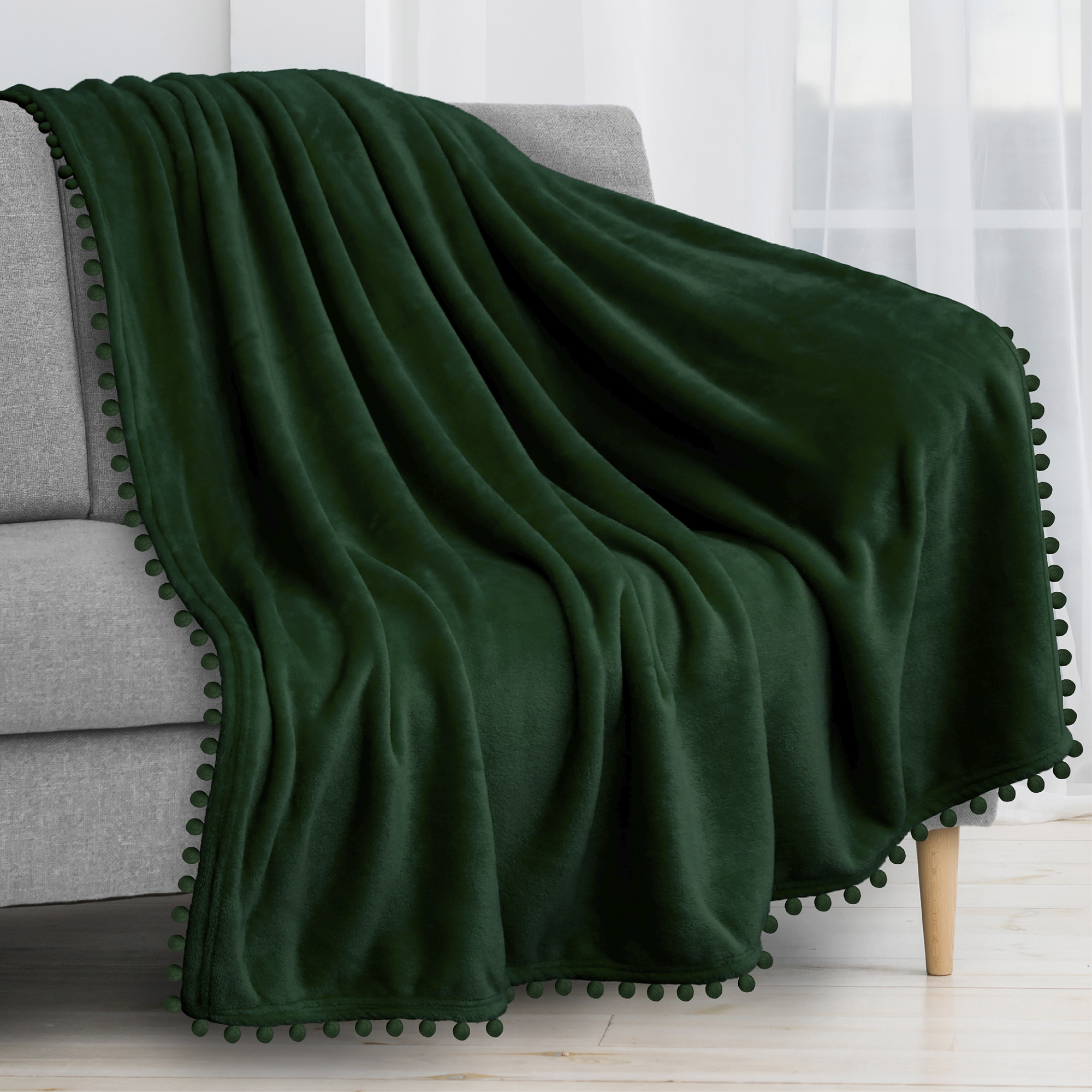 thumbnail 54 - Plaid Buffalo Checker Pom Pom Fringe Throw Blanket Soft Fleece for Sofa Couch