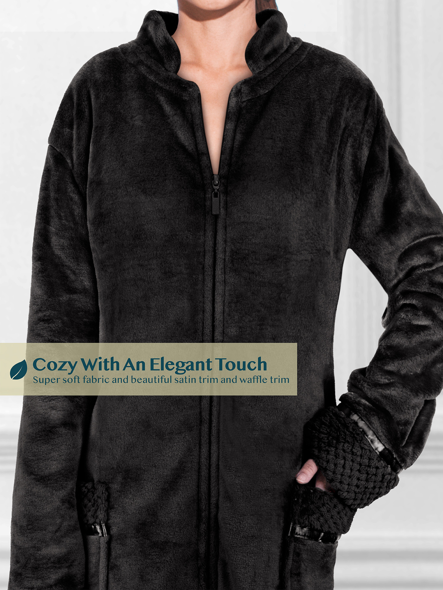 Women Zipper Robe Housecoat Fleece Lounger Front Zip Up Robe Full Length Ladies - Picture 14 of 85