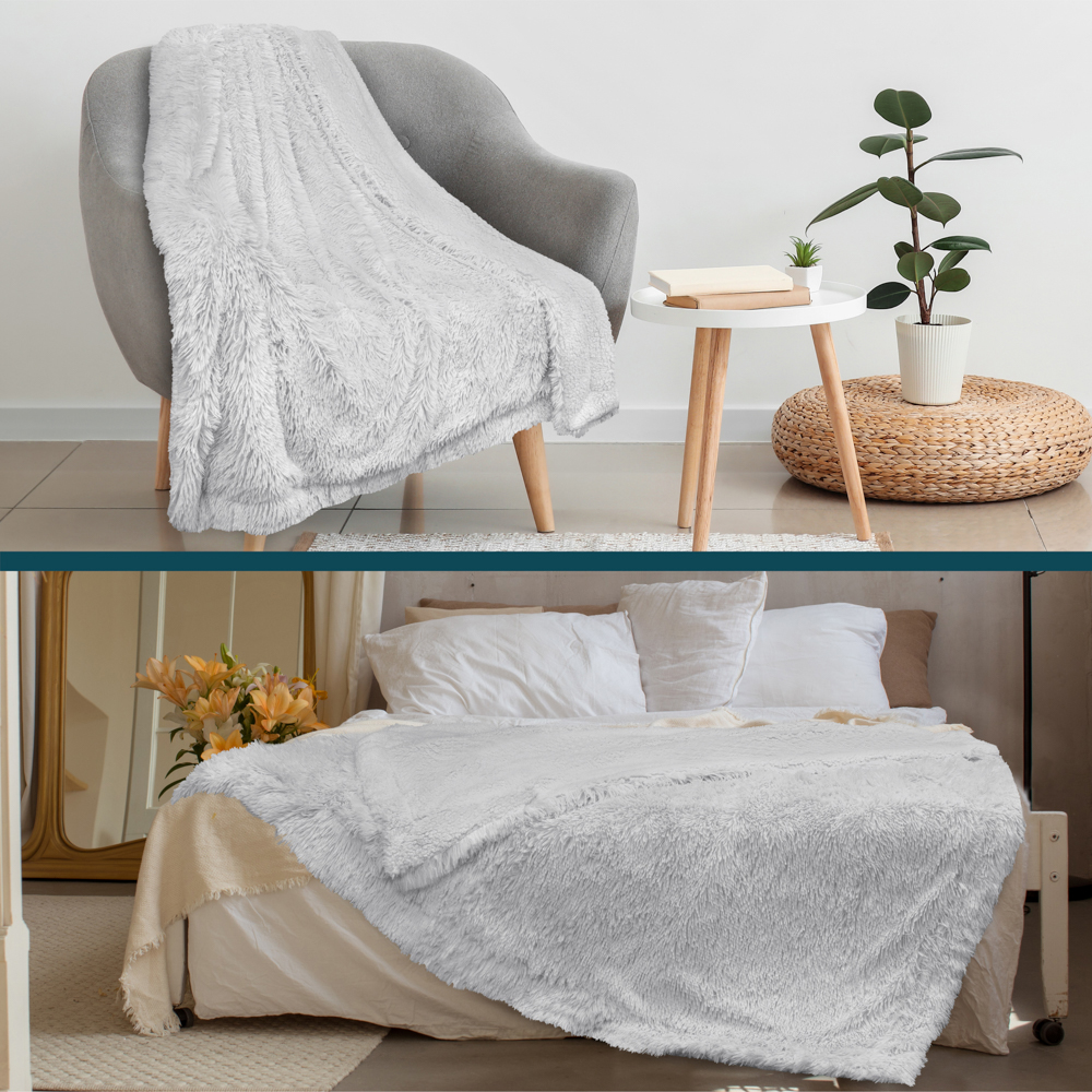 Luxurious Faux Fur Blanket Soft Warm Fluffy Sherpa Sofa Throw Shaggy Soft Plush - Picture 19 of 100