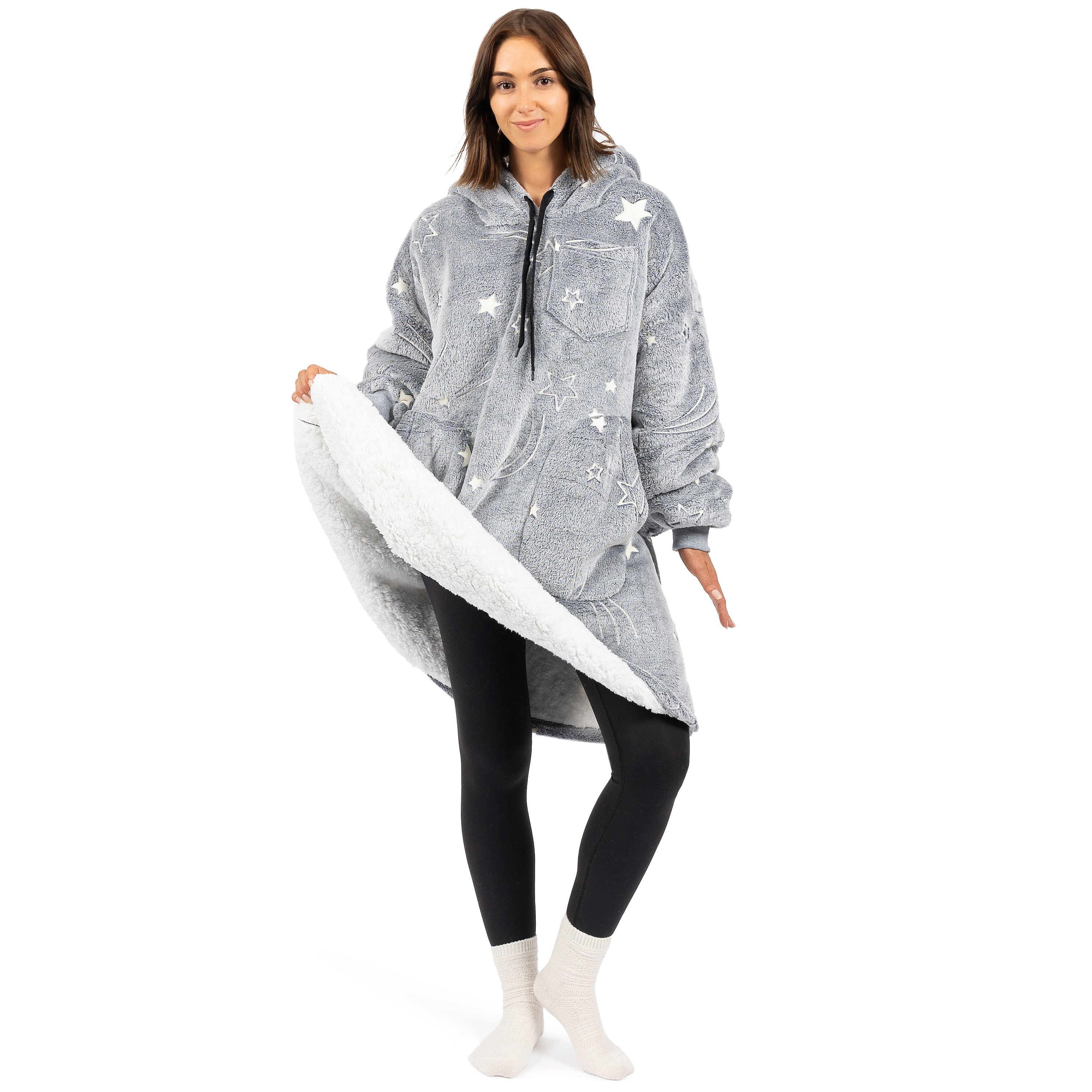 Manta Sudadera Sherpa Forro Felpa Suave Cómoda Vellón Gran Tamaño Sudadera con Capucha Bolsillo - Imagen 39 de 118