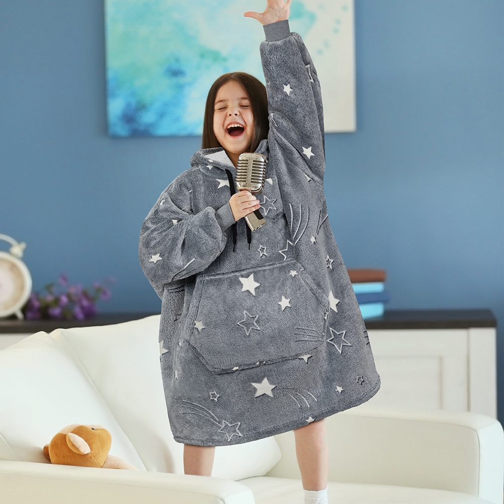 Blanket Sweatshirt Sherpa Lining Comfy Fleece Oversized Hoodie for Kids Teens JR - Picture 22 of 71