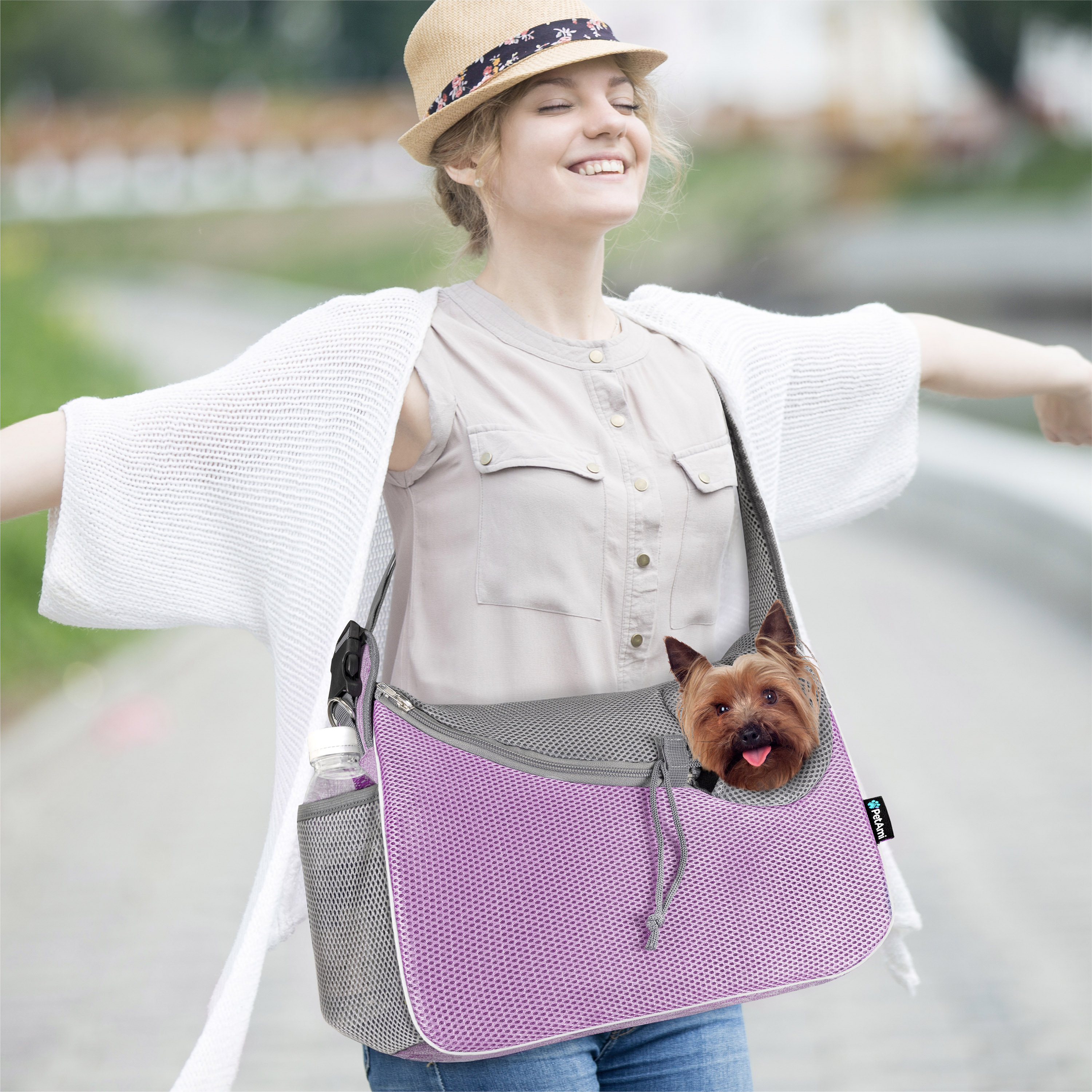 Pet Puppy Dog Mesh Sling Carry Pack Backpack Carrier Travel Tote Shoulder Bag - Picture 20 of 34
