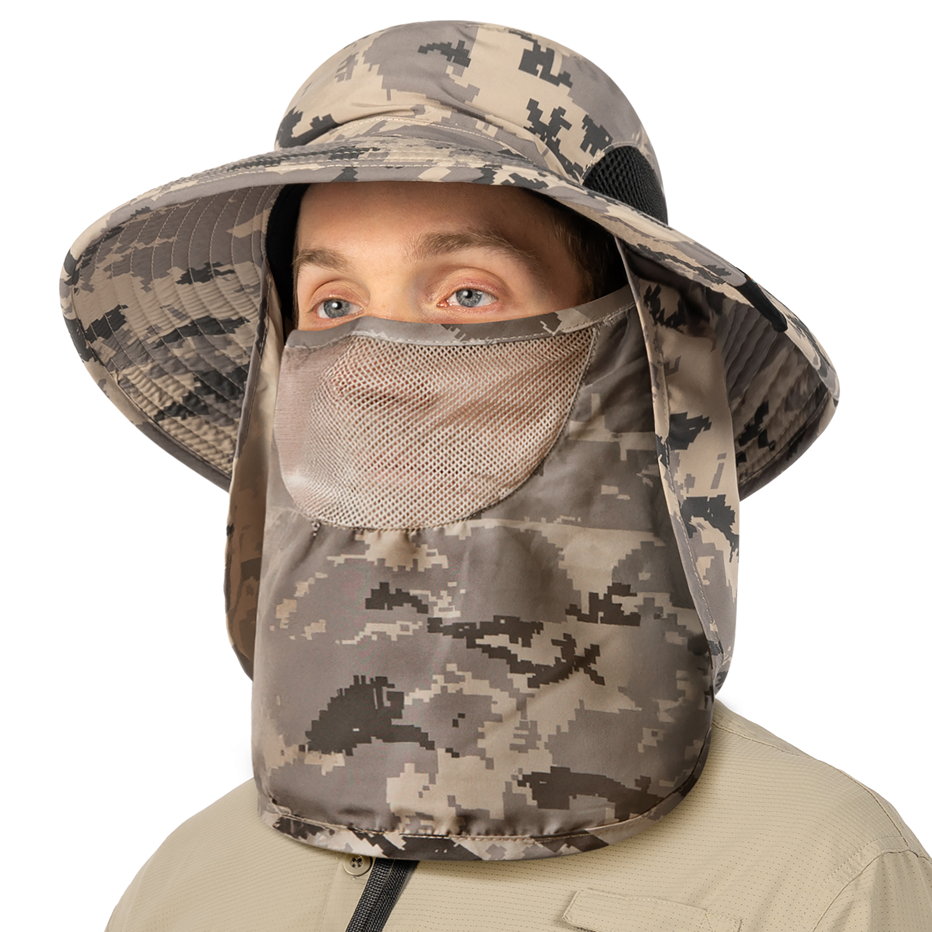 Men Women UV Protection Sun Hats Neck Face Flap Cap Wide Brim Fishing Bucket Hat - Picture 10 of 48