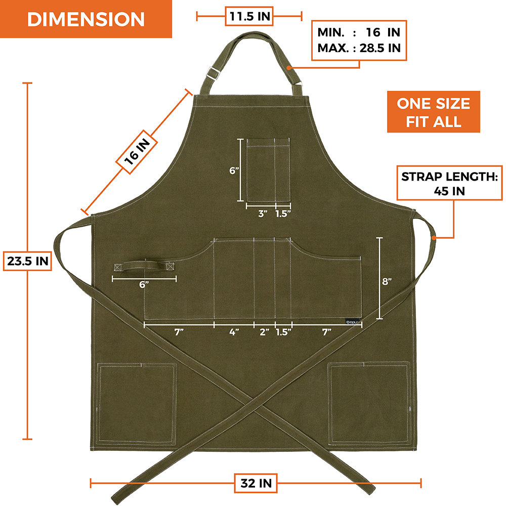 Chef Apron Men Women Cooking Baker Waiter Bib Canvas With Pockets Adjustable Tie - Picture 28 of 33