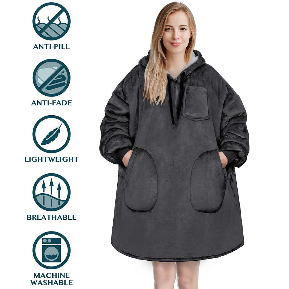 Manta Sudadera Sherpa Forro Felpa Suave Cómoda Vellón Gran Tamaño Sudadera con Capucha Bolsillo - Imagen 55 de 118