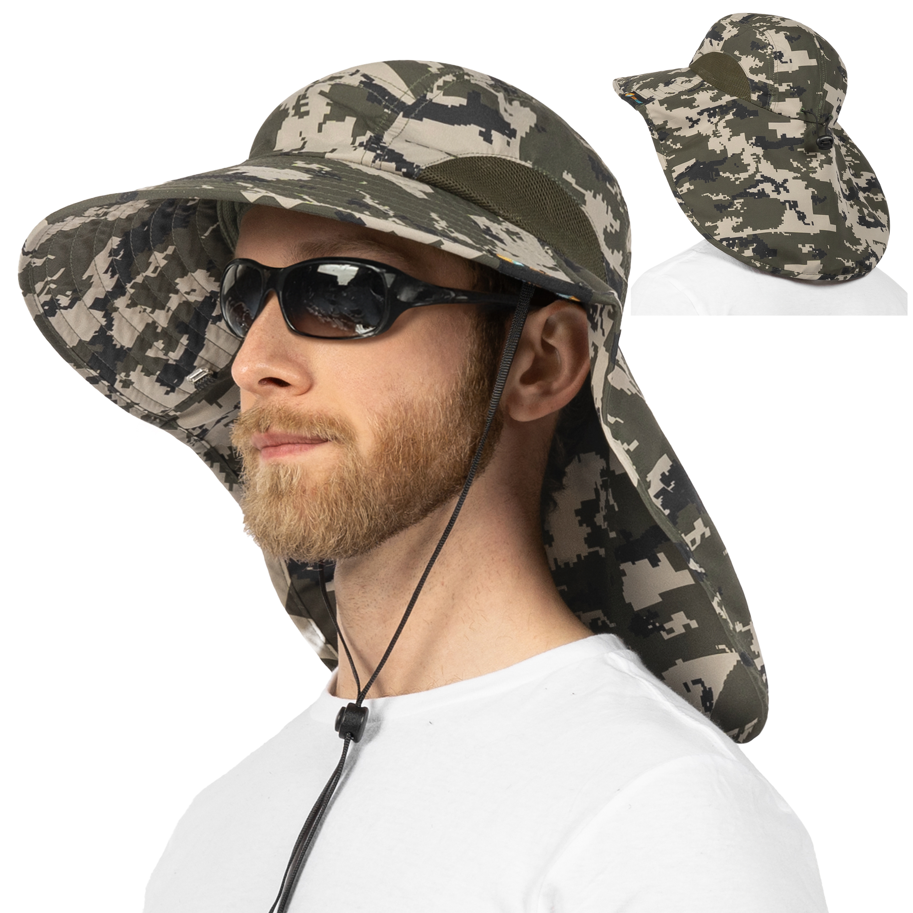 Sombrero para el Sol con Solapa para el Cuello Ala Ancha Sombrero para Senderismo 50+UPF Hombres Mujeres Pesca Safari FPS - Imagen 61 de 128