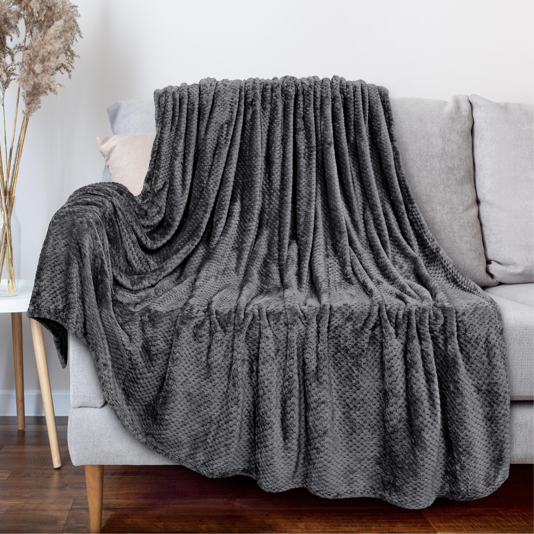 Throw Blanket for Sofa Couch Bed Lightweight Microfiber Polyester Waffle Pattern - Picture 11 of 190