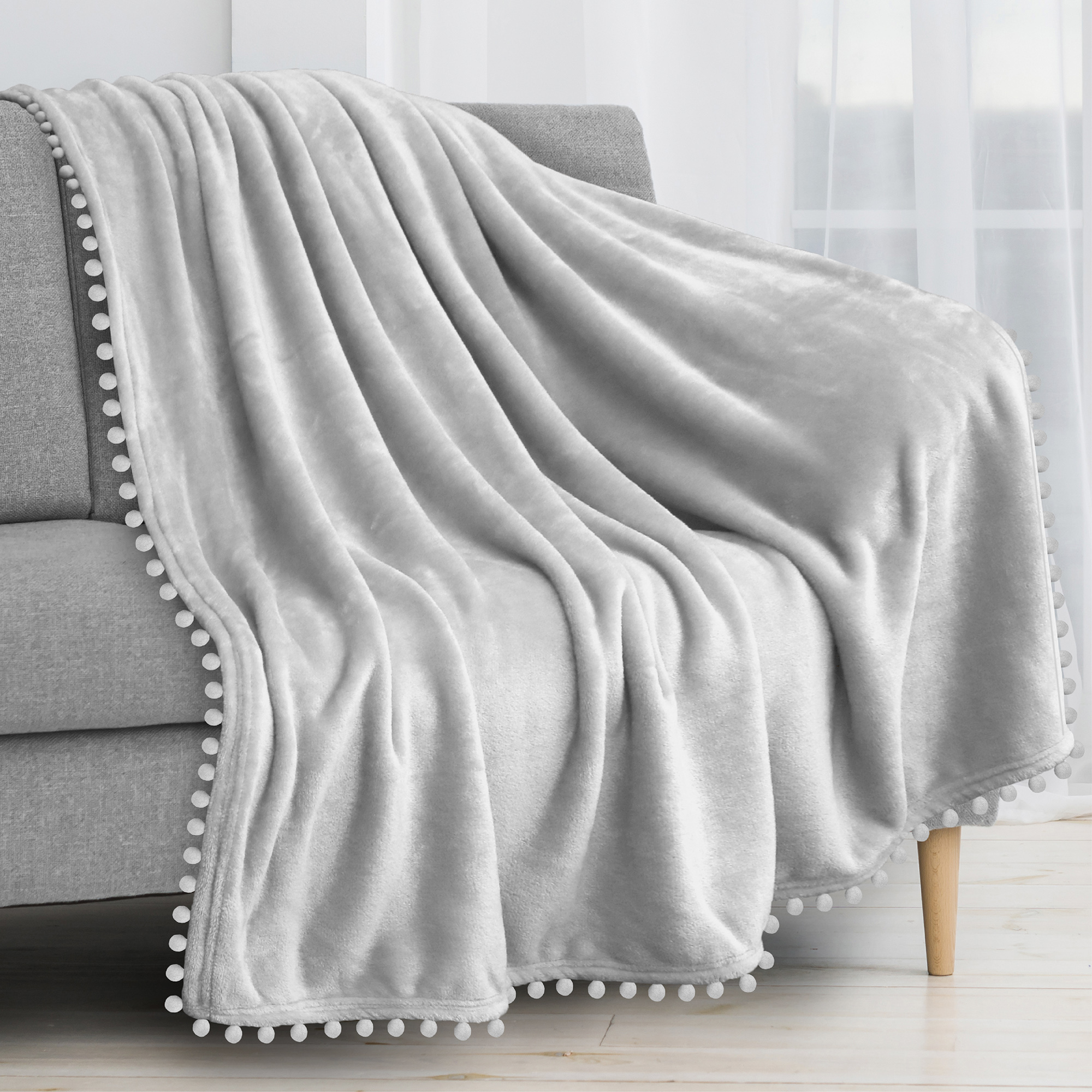thumbnail 62 - Plaid Buffalo Checker Pom Pom Fringe Throw Blanket Soft Fleece for Sofa Couch
