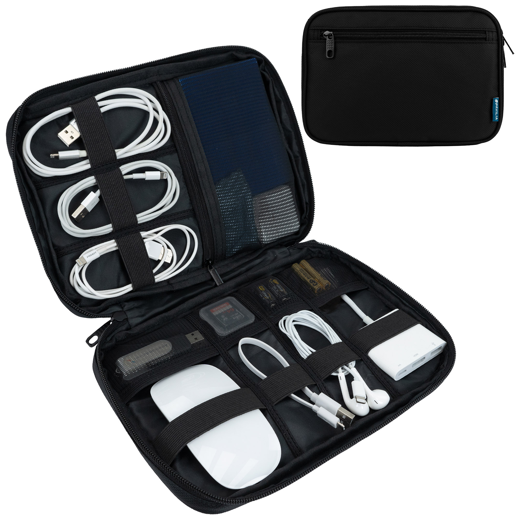  Electronics Travel Organizer-3 Layer Travel Cable Charger  Storage Organizer bag with Shockproof Pokect for Tablet, Cord Organizer Case  with DIY Storage Area,Tech Pounch for Electronic Accessories : Electronics