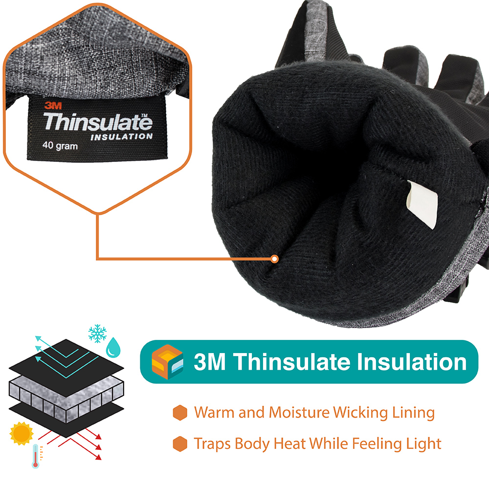 Waterproof Winter Thermal Ski Gloves Snow Insulated Warm Snowboard Hiking Men - Picture 19 of 23