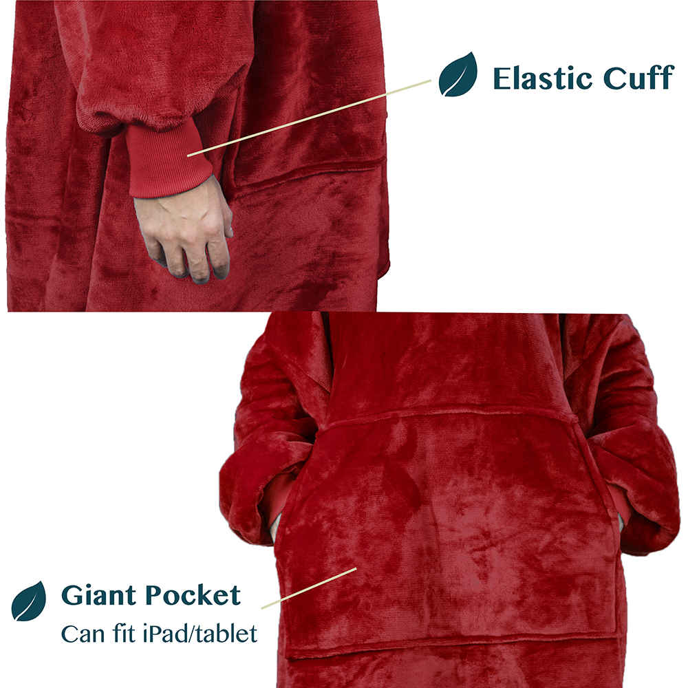 CÓMODA SUDADERA CON CAPUCHA Manta portátil con mangas con capucha bolsillo grande sherpa - Imagen 73 de 82