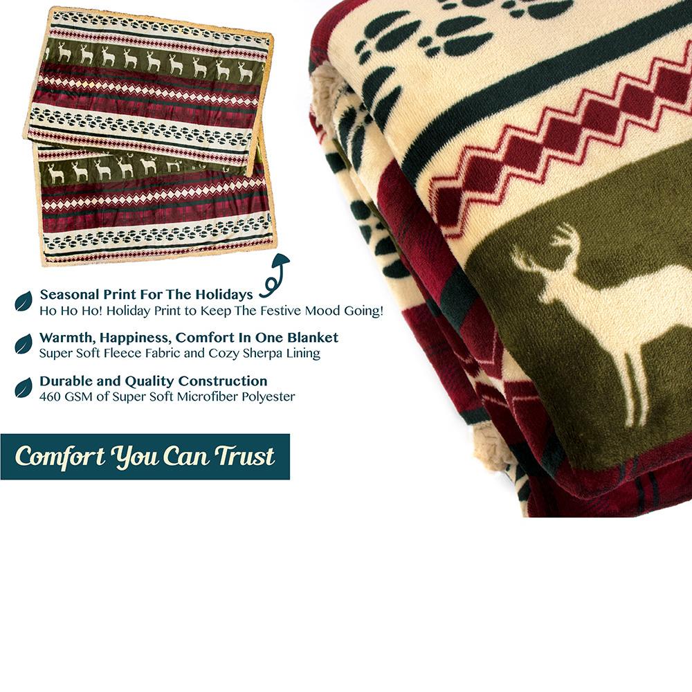 Christmas Blanket Microfiber Fleece Plaid Sherpa Holiday Throw for Couch Sofa - Picture 12 of 68