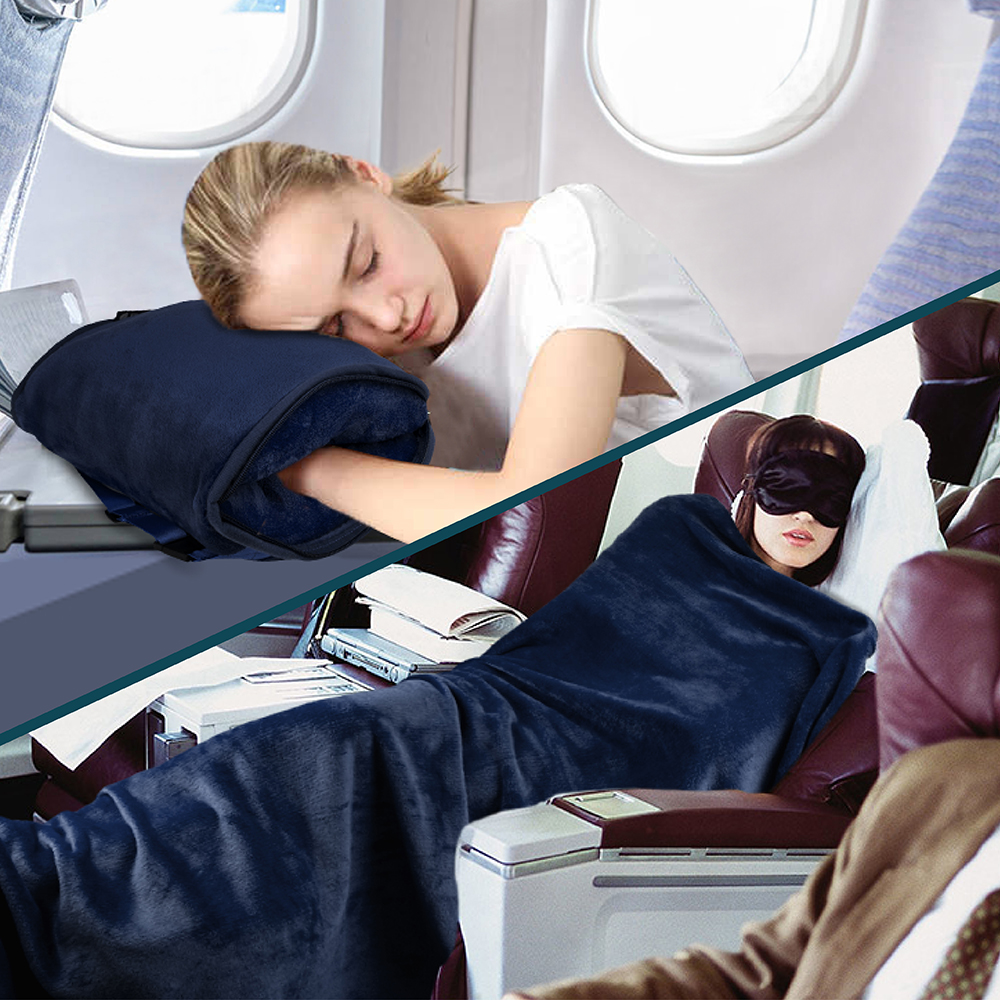 Reisedecke Nackenkissen weiches Fleece für Auto Flugzeug Decke im Etui tragbar - Bild 50 von 71