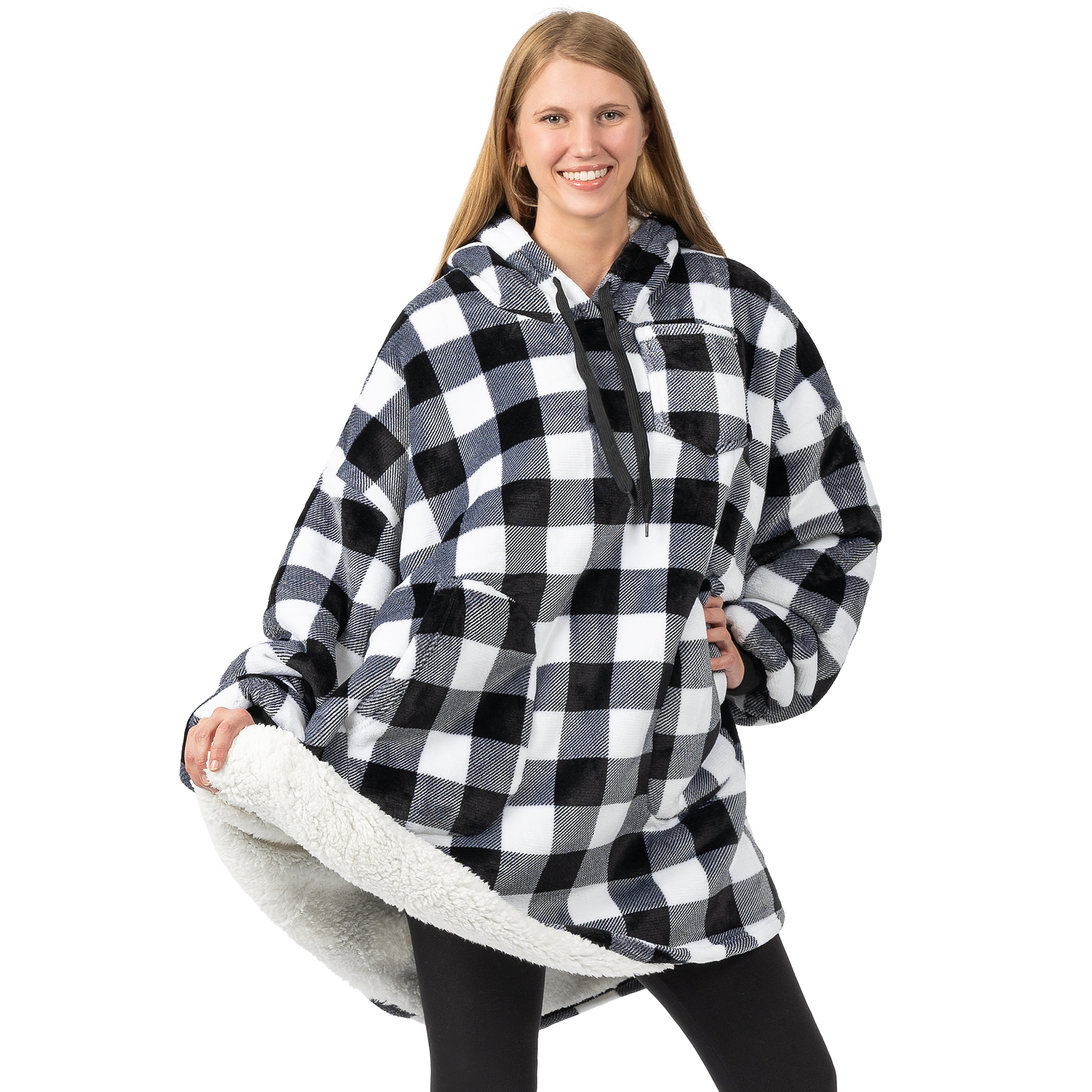 Manta Sudadera Sherpa Forro Felpa Suave Cómoda Vellón Gran Tamaño Sudadera con Capucha Bolsillo - Imagen 29 de 118