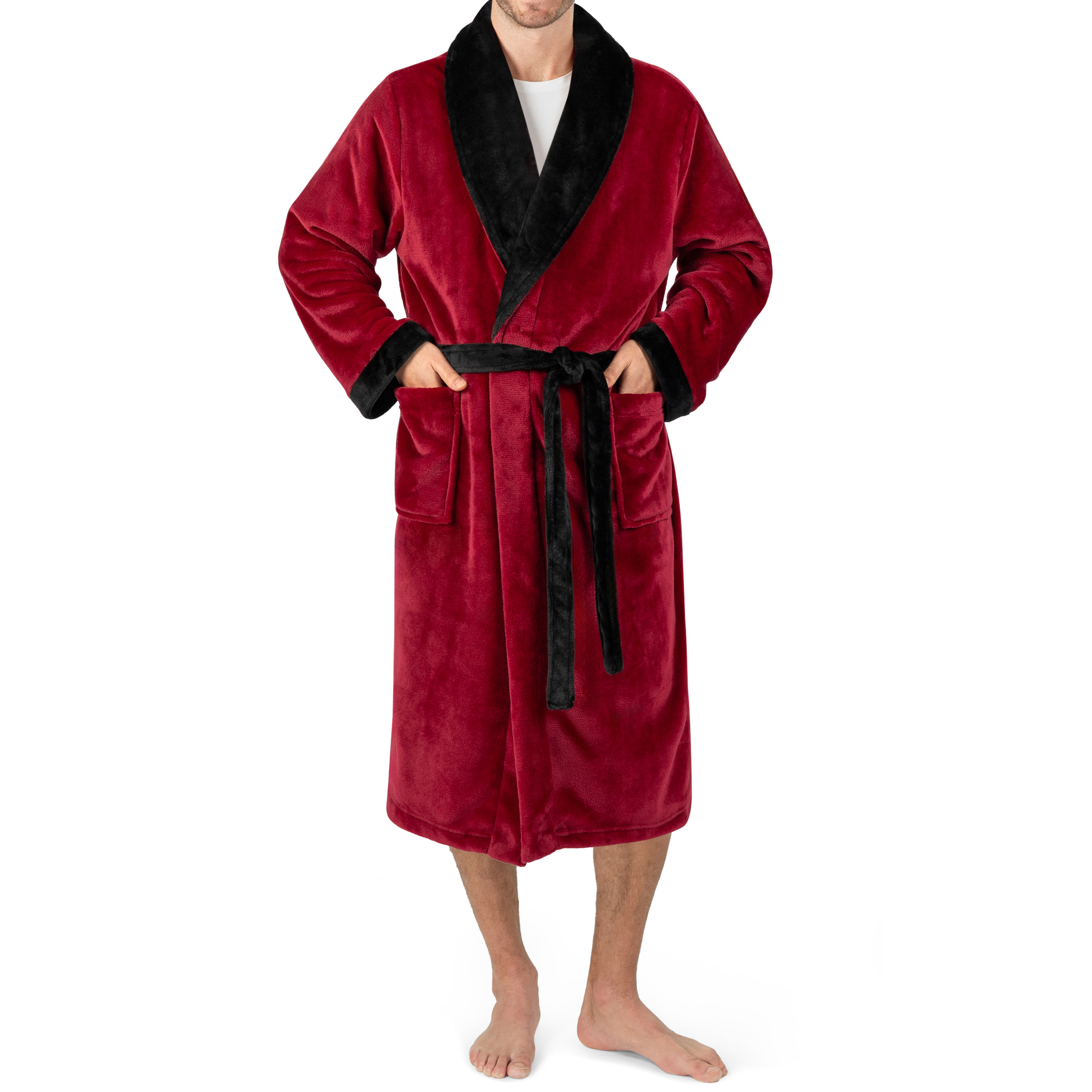 Leichter Herren Morgenmantel Mikrofaser Fleece Bademantel Lang Weich Spa Männer Bademantel - Bild 24 von 27