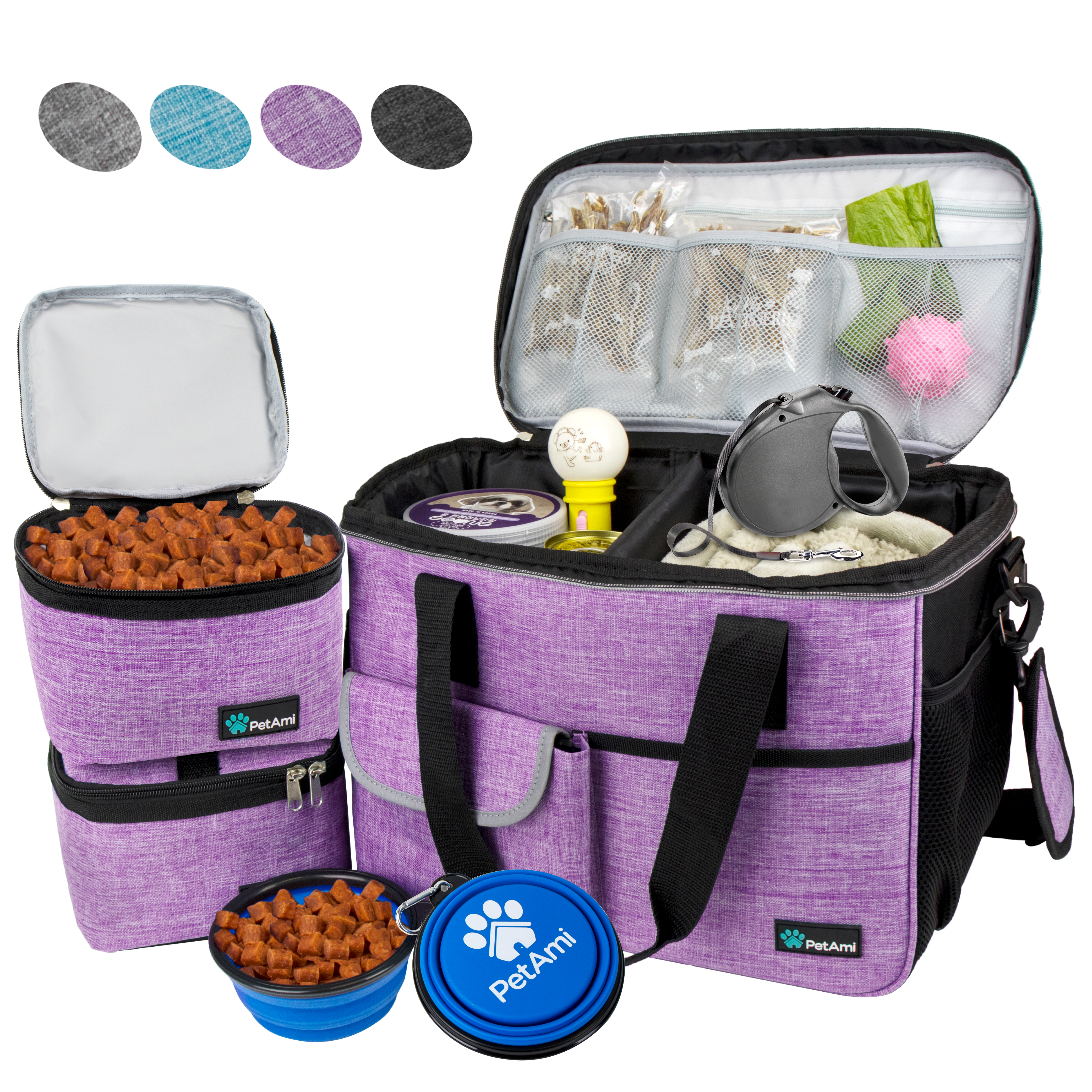 Pet Supply Travel Bag Set Weekend Tote Dog Gear Food Carrier Accessory Organizer - Picture 37 of 59