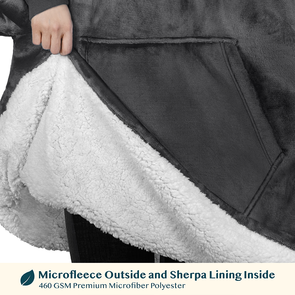 Blanket Sweatshirt Sherpa Lining Comfy Fleece Oversized Hoodie for Kids Teens JR - Picture 25 of 71