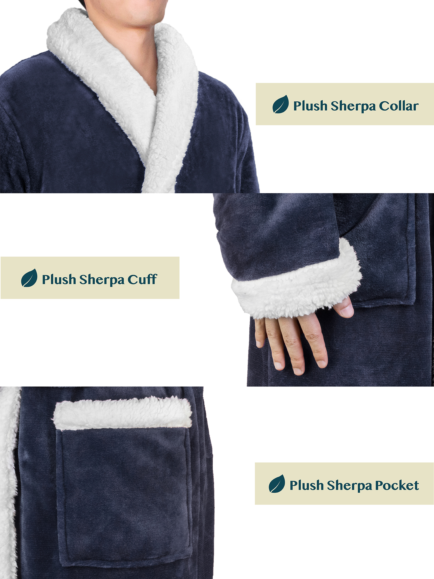 Bata cálida para hombre de lana forrada de sherpa bata de invierno ropa para dormir felpa suave - Imagen 27 de 43