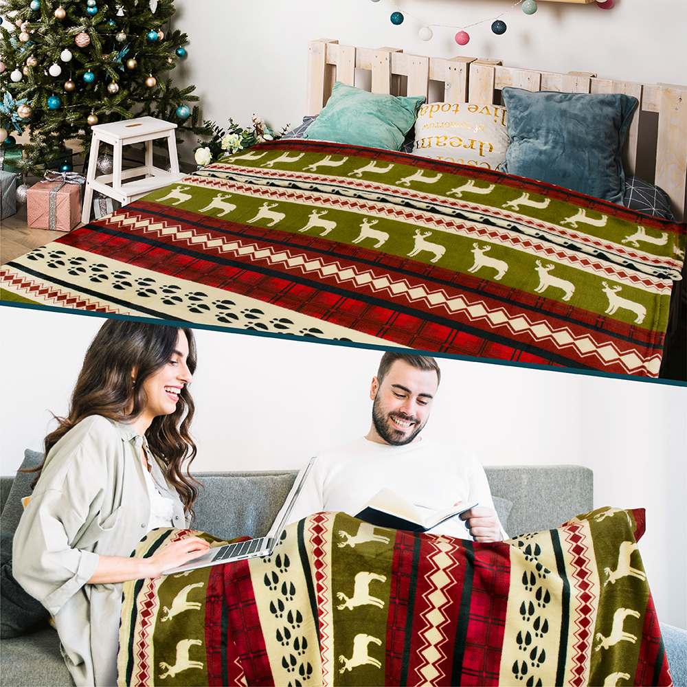 Merry Christmas Throw Blanket Holiday Pattern Decor Soft Fleece Sofa Couch Gift - Picture 17 of 110