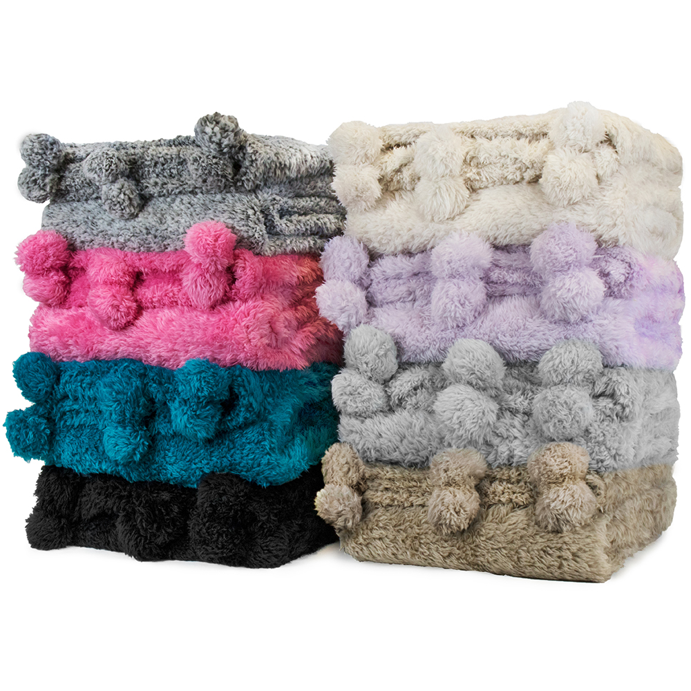 Soft Fuzzy Cozy Pom Pom Throw Blanket with Fluffy Sherpa Fleece for Sofa Couch - Picture 88 of 100