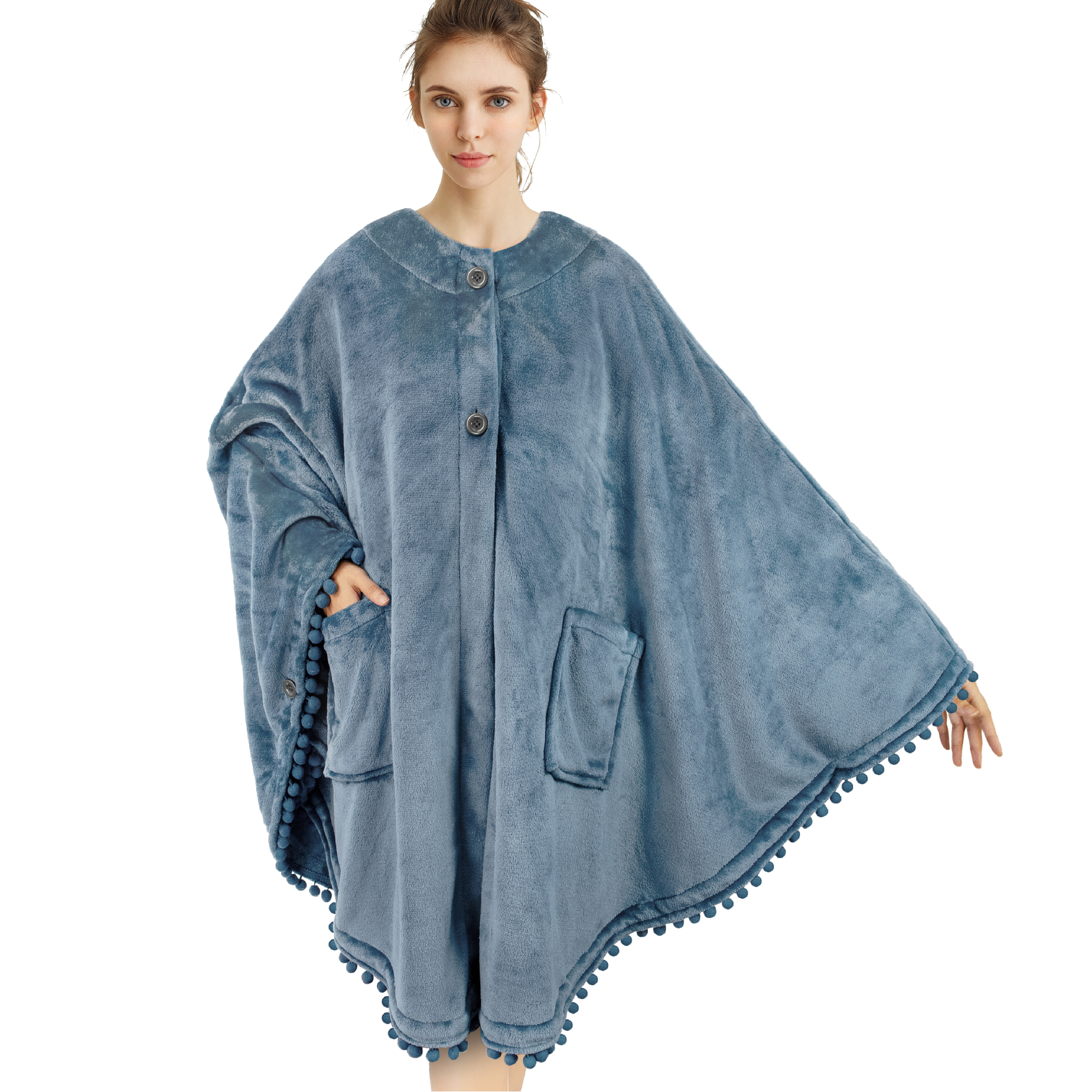 Soft and Luxurious Fringed Shoulder WrapShawl with Button closure Shawl Wrap
