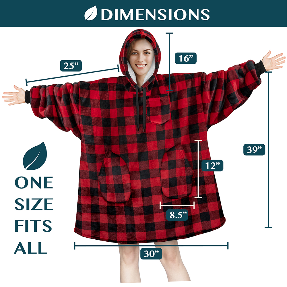 Manta Sudadera Sherpa Forro Felpa Suave Cómoda Vellón Gran Tamaño Sudadera con Capucha Bolsillo - Imagen 26 de 118